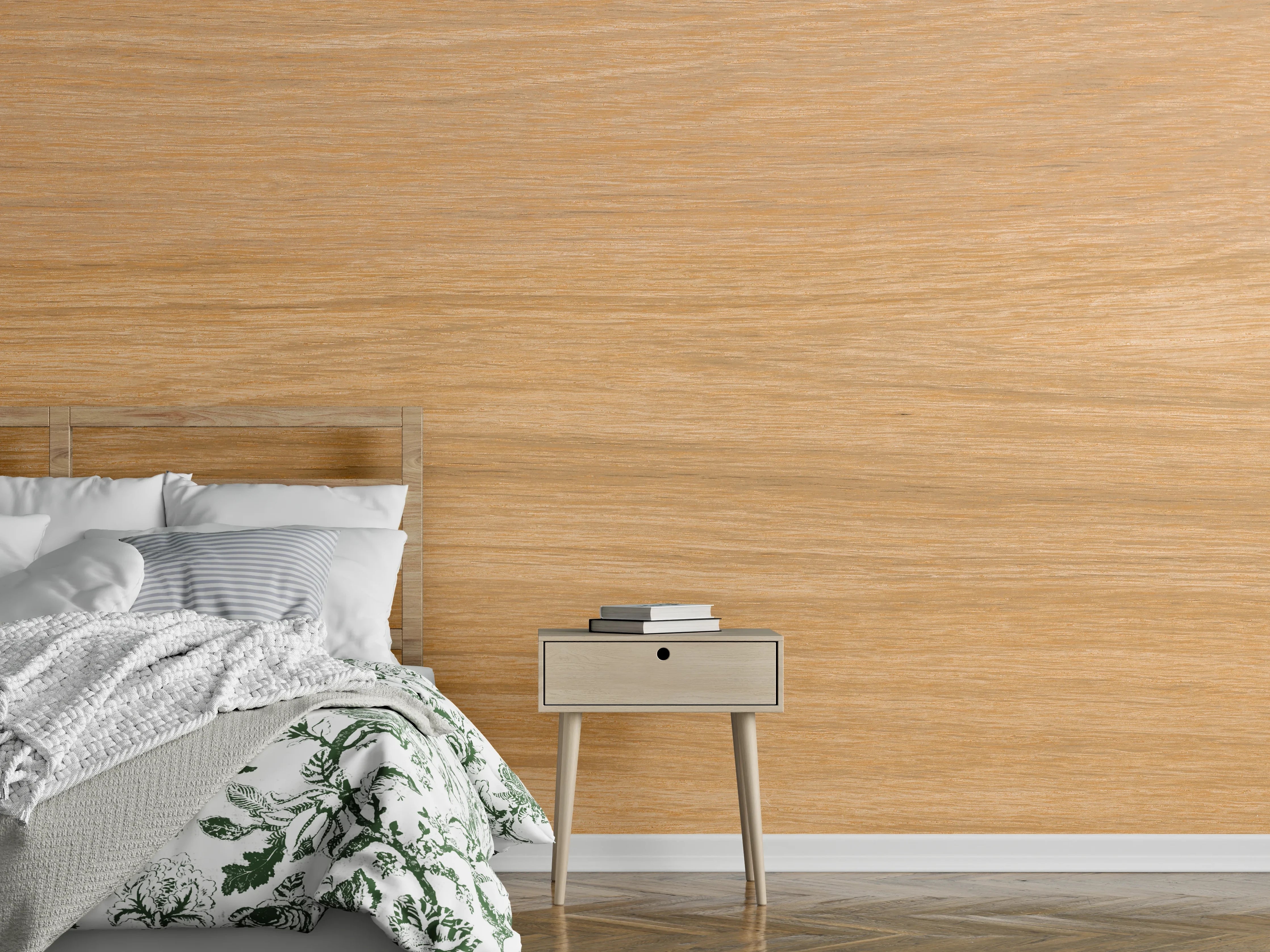 Wandverkleidung Schlafzimmer - Helles, natürliches Holz-Design