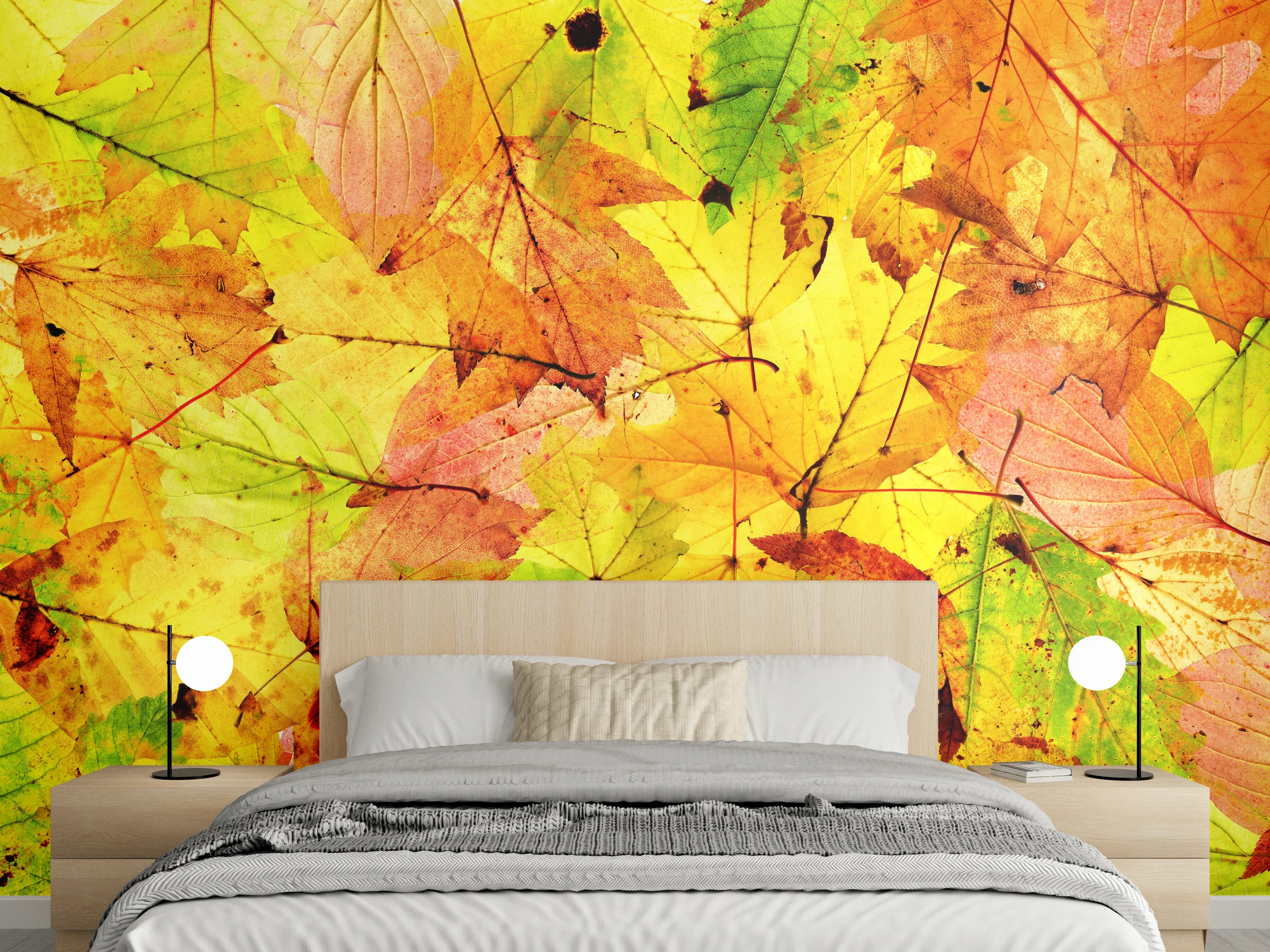 Wandverkleidung Schlafzimmer - Herbstblätter Hintergrund