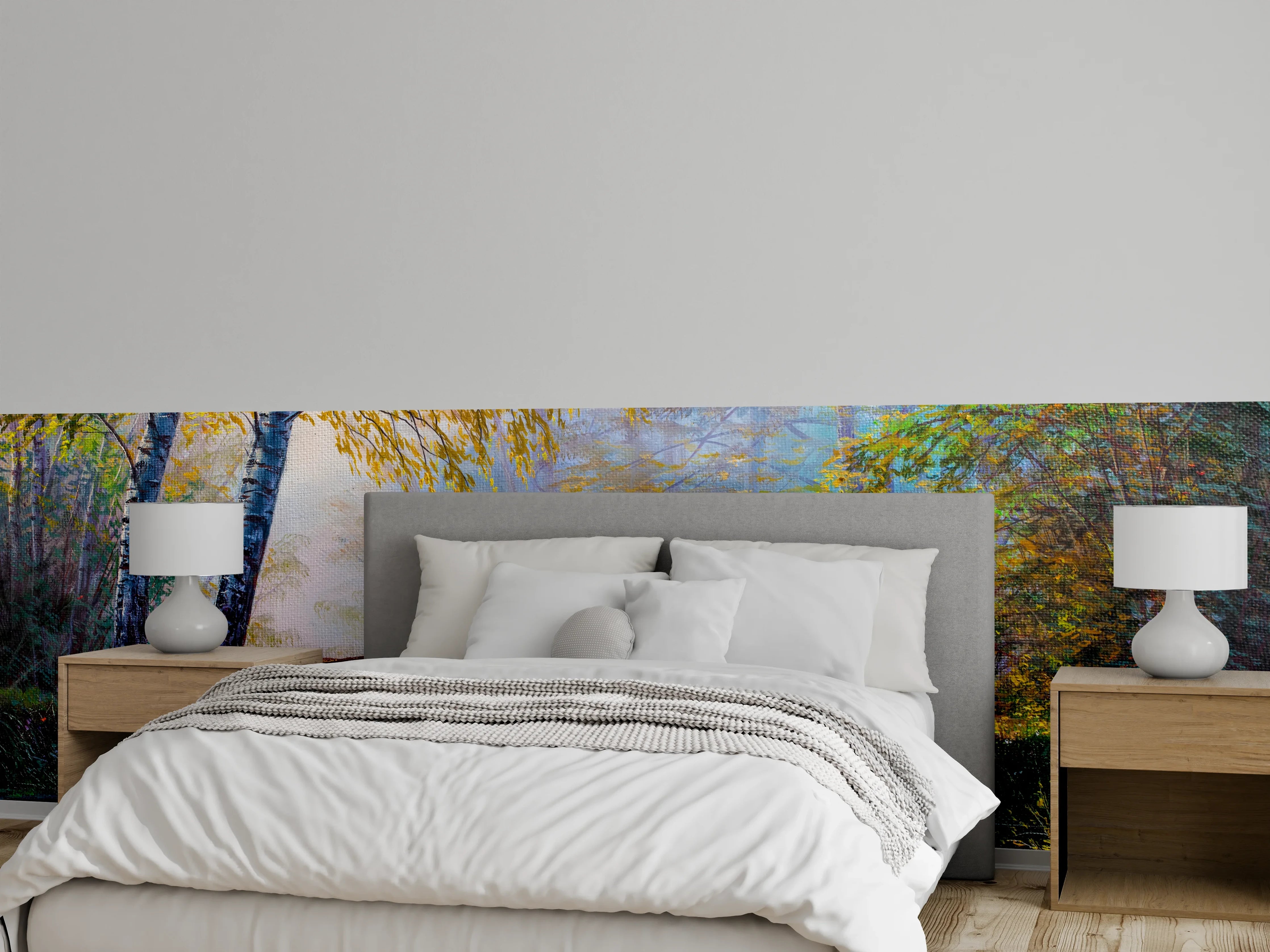 Wandverkleidung Schlafzimmer - Herbstliche Brücke am Waldsee