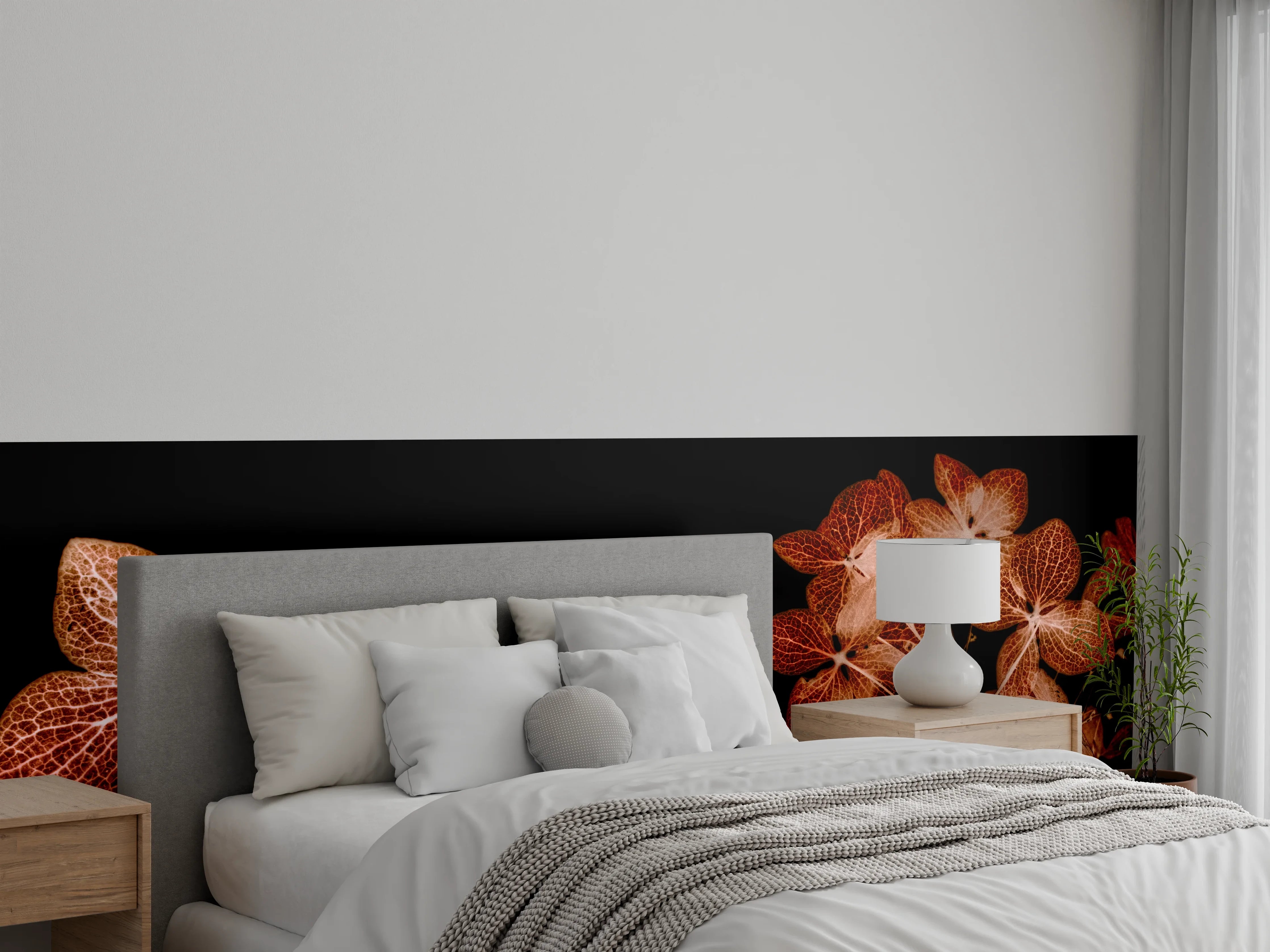 Wandverkleidung Schlafzimmer - Herbstliche filigrane Blüten Ästhetik