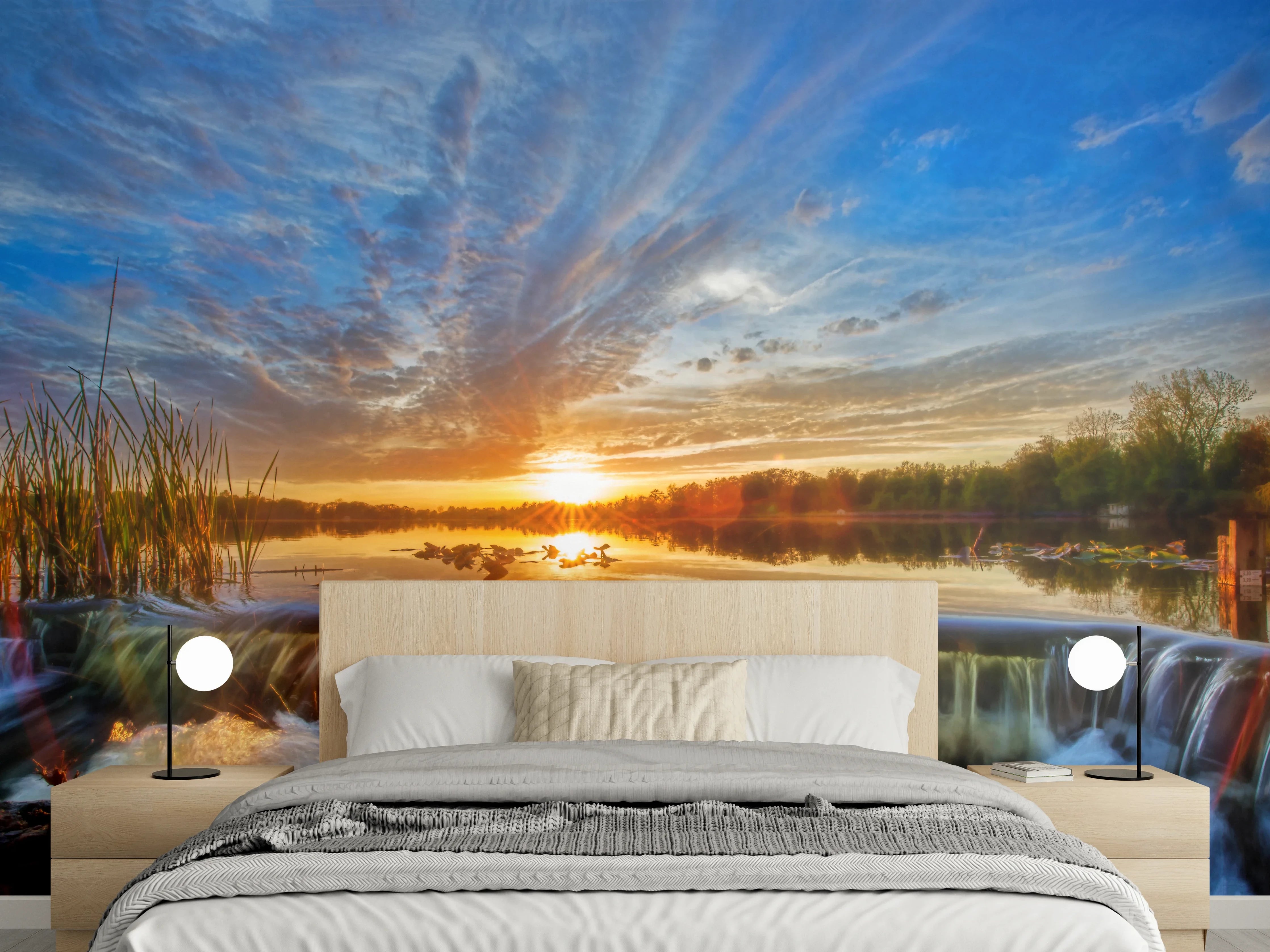 Wandverkleidung Schlafzimmer - Herbstlicher Sonnenuntergang