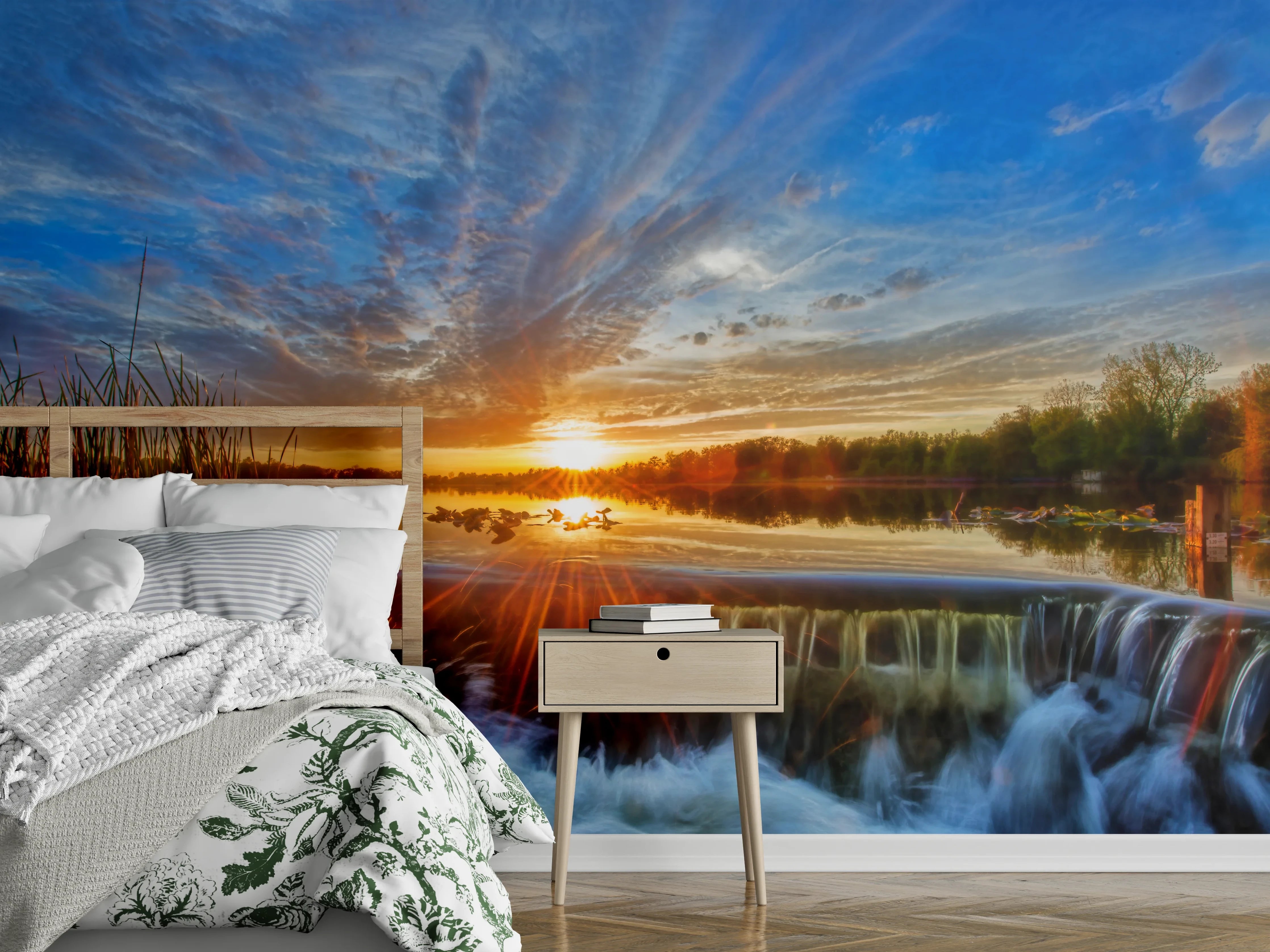 Wandverkleidung Schlafzimmer - Herbstlicher Sonnenuntergang