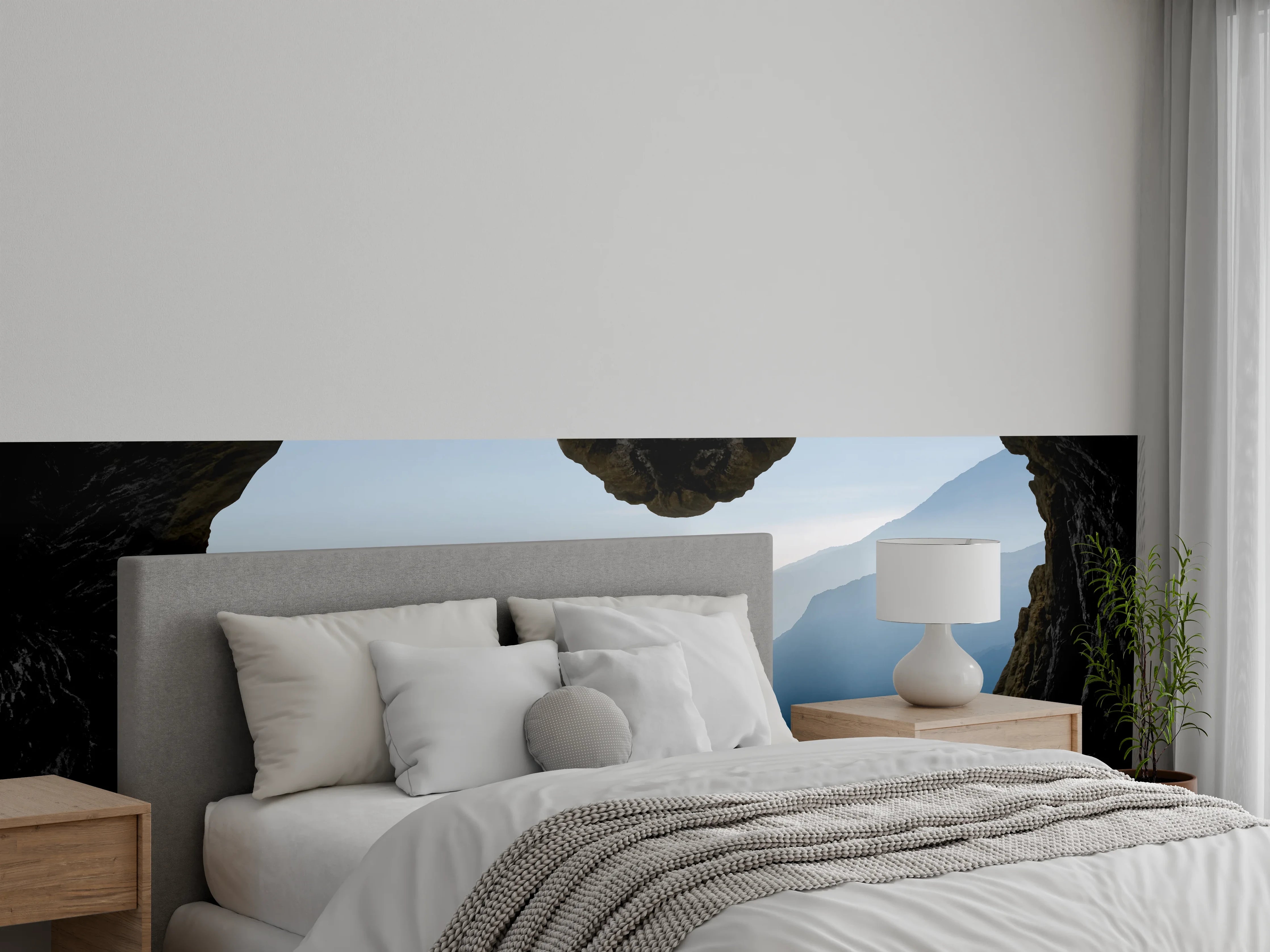 Wandverkleidung Schlafzimmer - Herzförmige Höhle mit Alpenblick