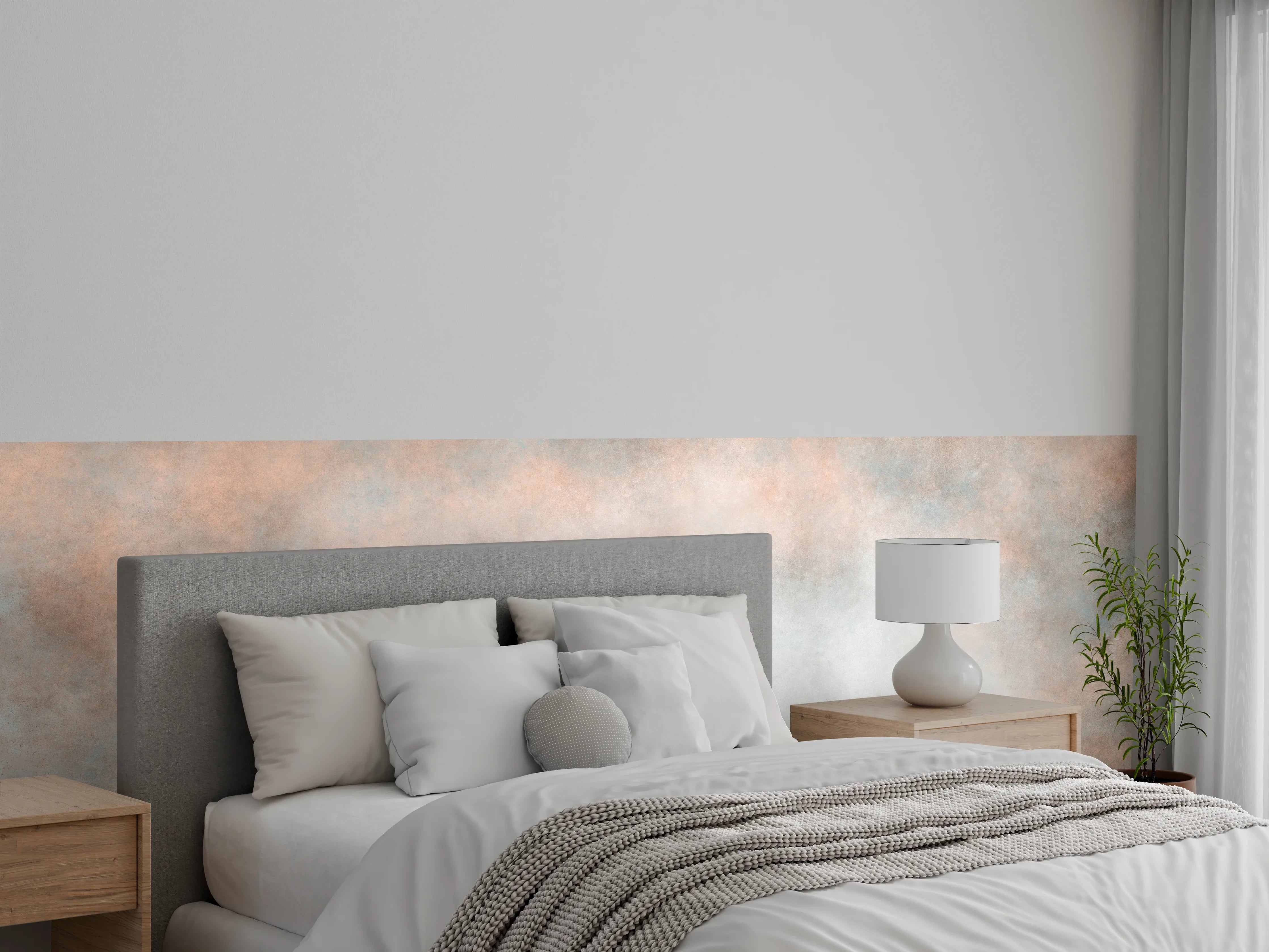 Wandverkleidung Schlafzimmer - Himmel mit Wolken und Farbverlauf