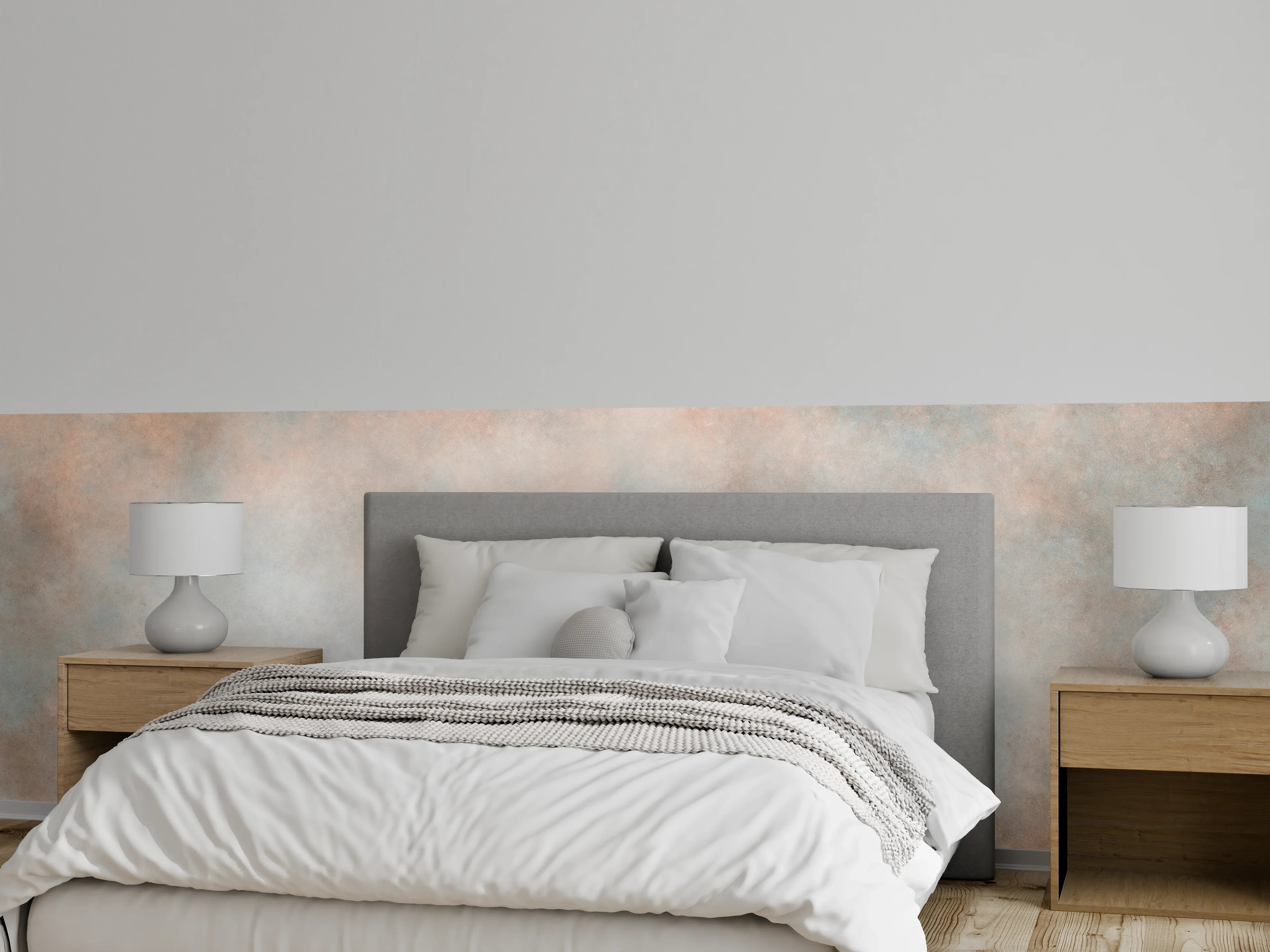 Wandverkleidung Schlafzimmer - Himmel mit Wolken und Farbverlauf