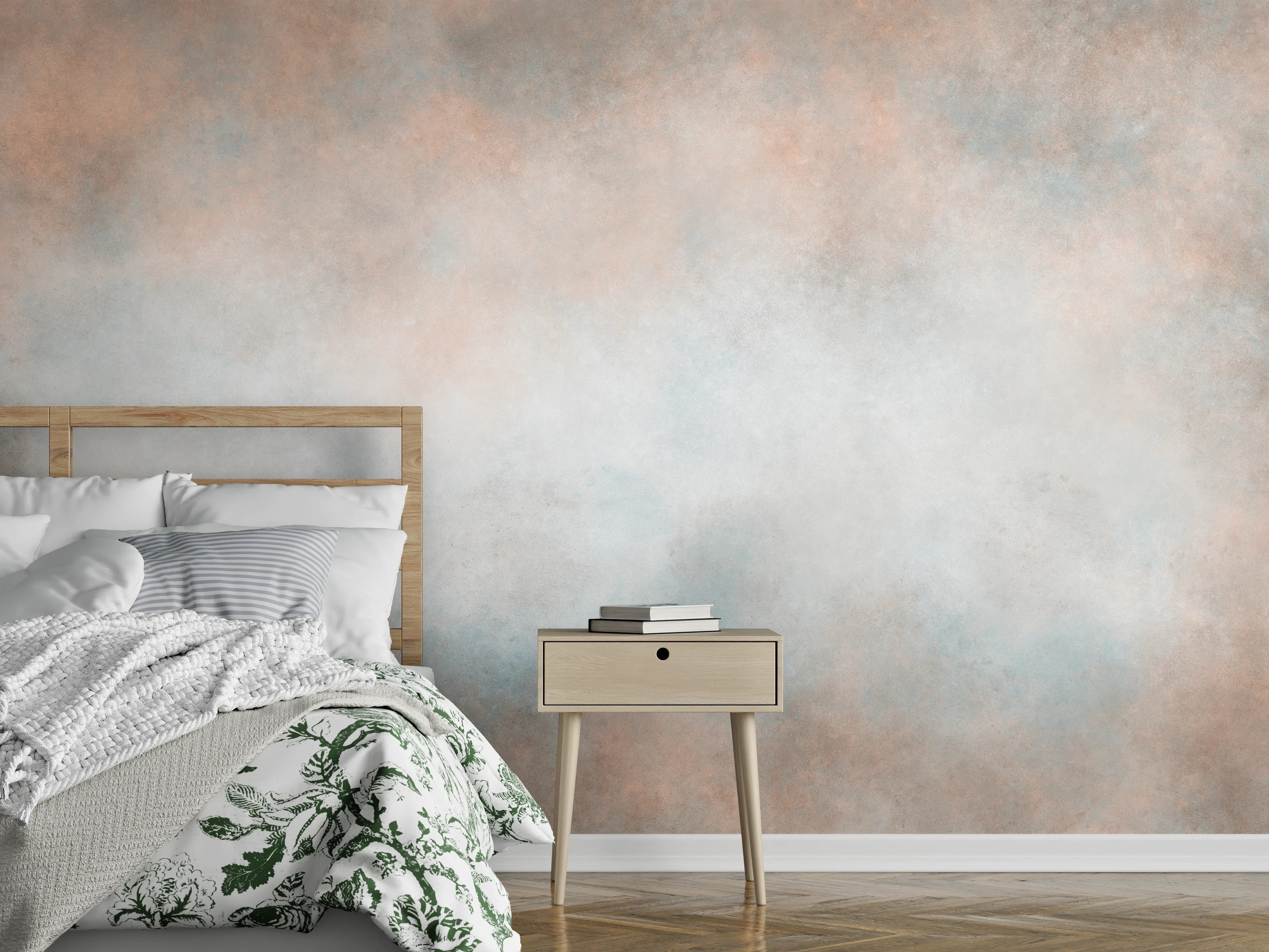 Wandverkleidung Schlafzimmer - Himmel mit Wolken und Farbverlauf