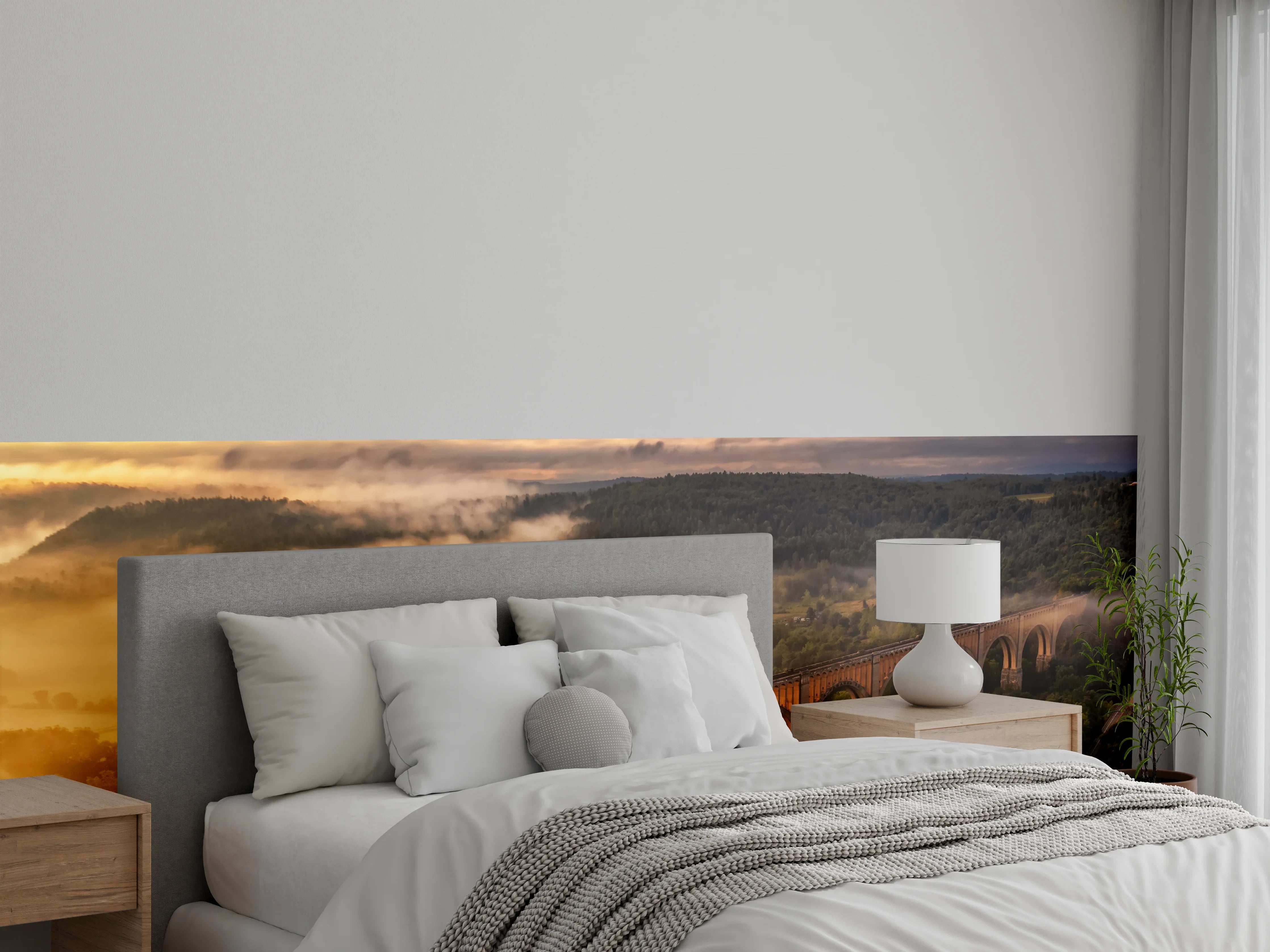 Wandverkleidung Schlafzimmer - Historische Brücke im Sonnenaufgang