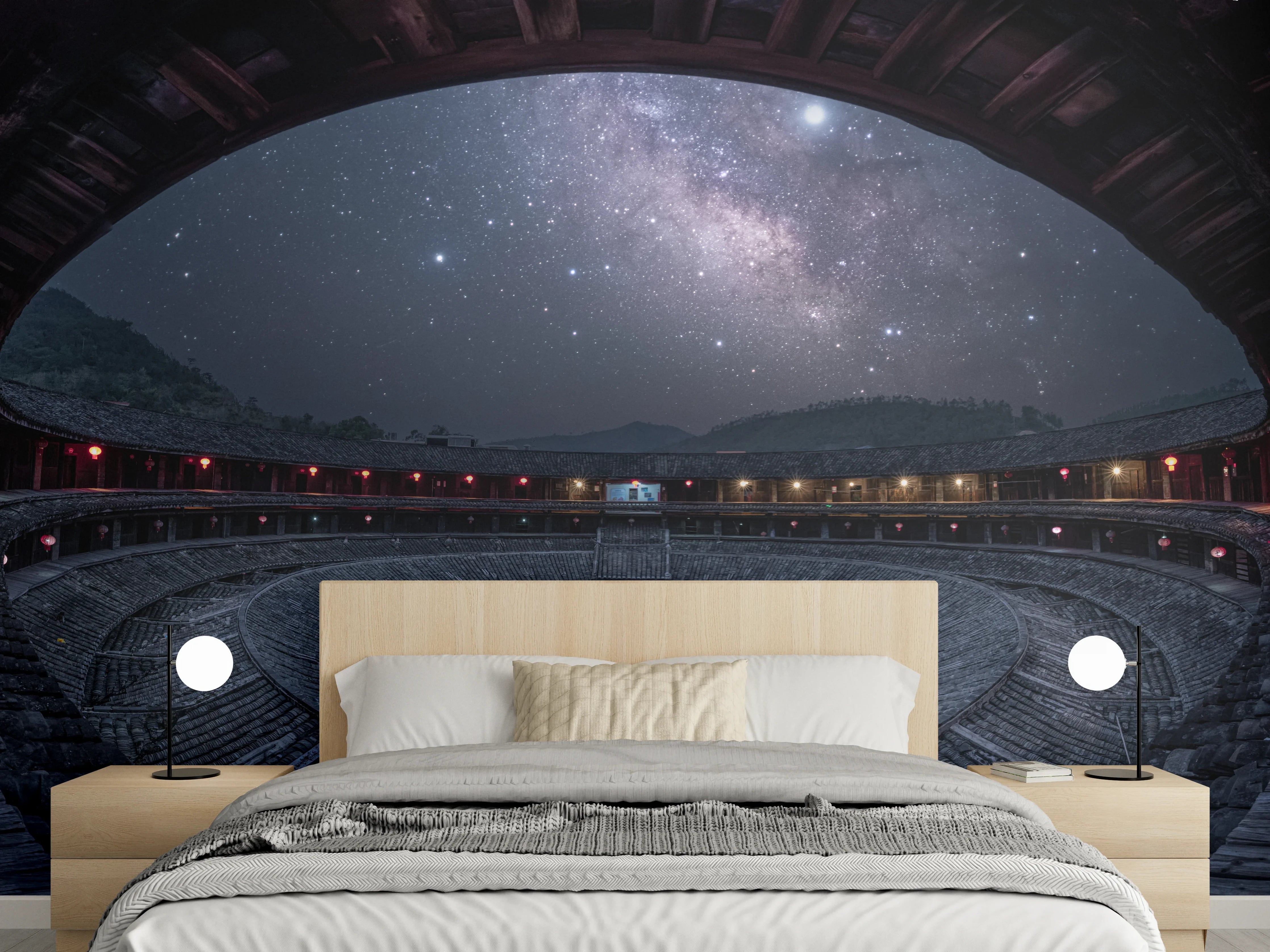 Wandverkleidung Schlafzimmer - Historischer Rundbau trifft Sternenhimmel