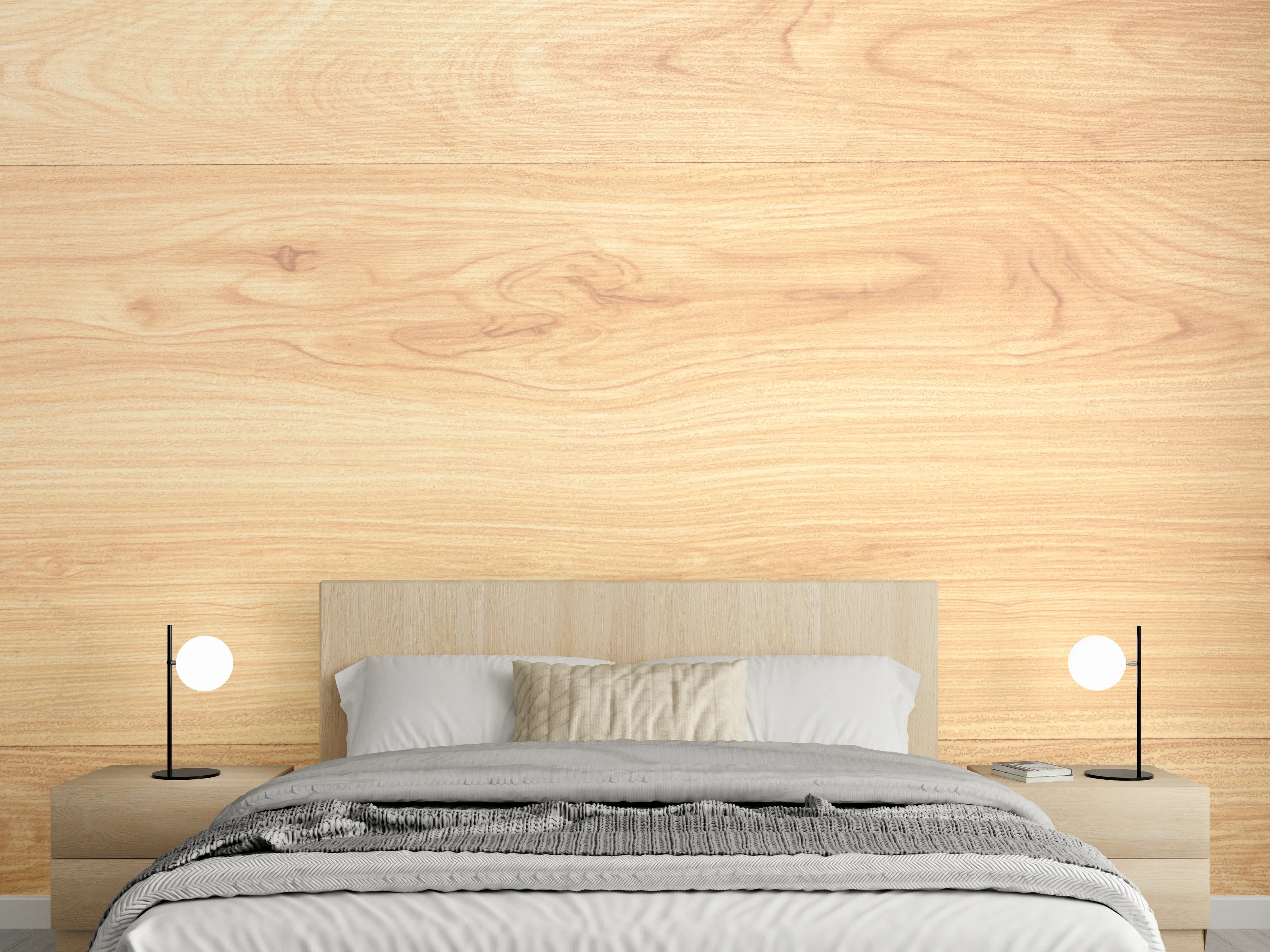 Wandverkleidung Schlafzimmer - Hochwertige Holzoptik in warmen Tönen