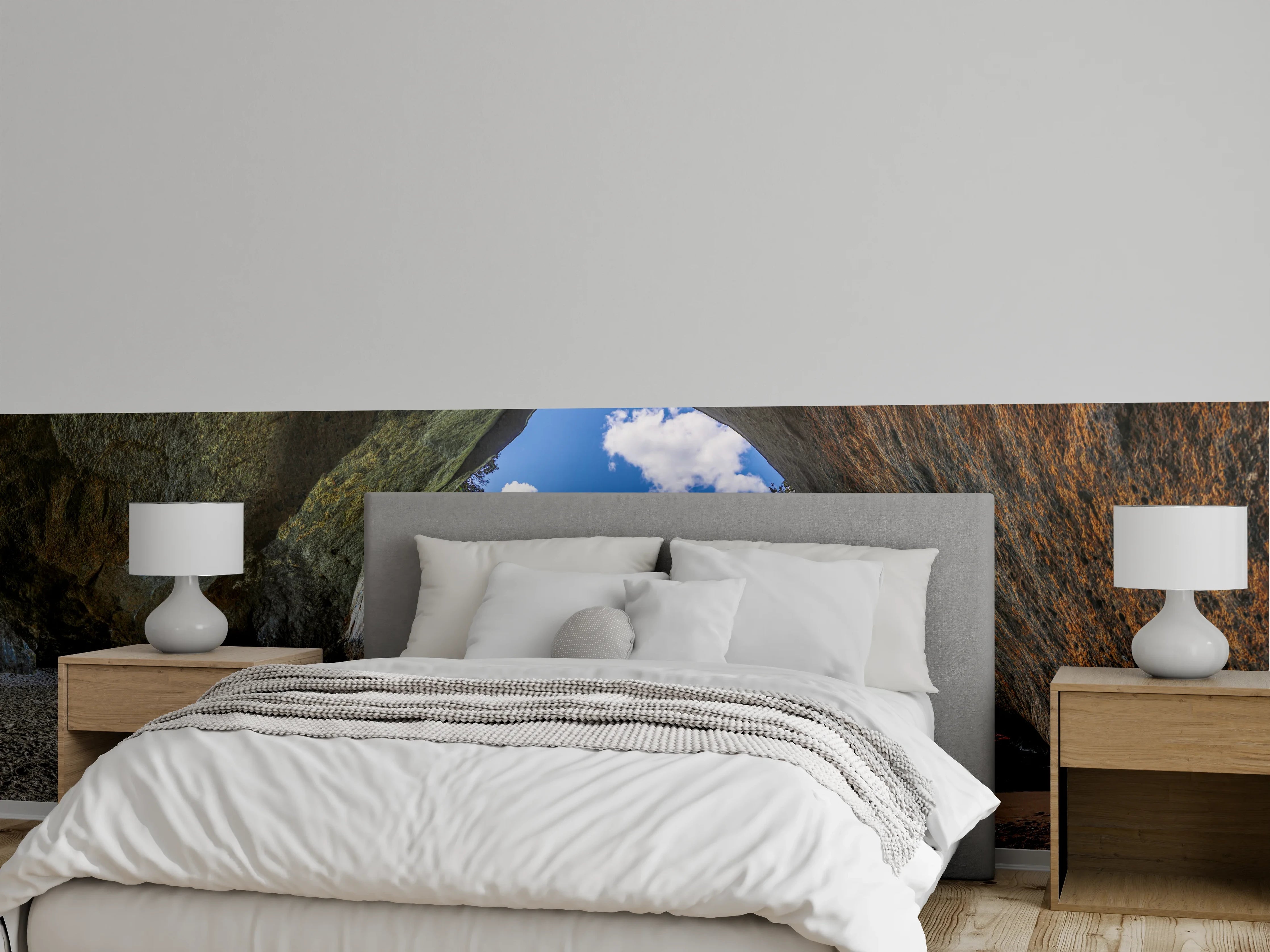 Wandverkleidung Schlafzimmer - Höhlenblick am türkisfarbenen Meer
