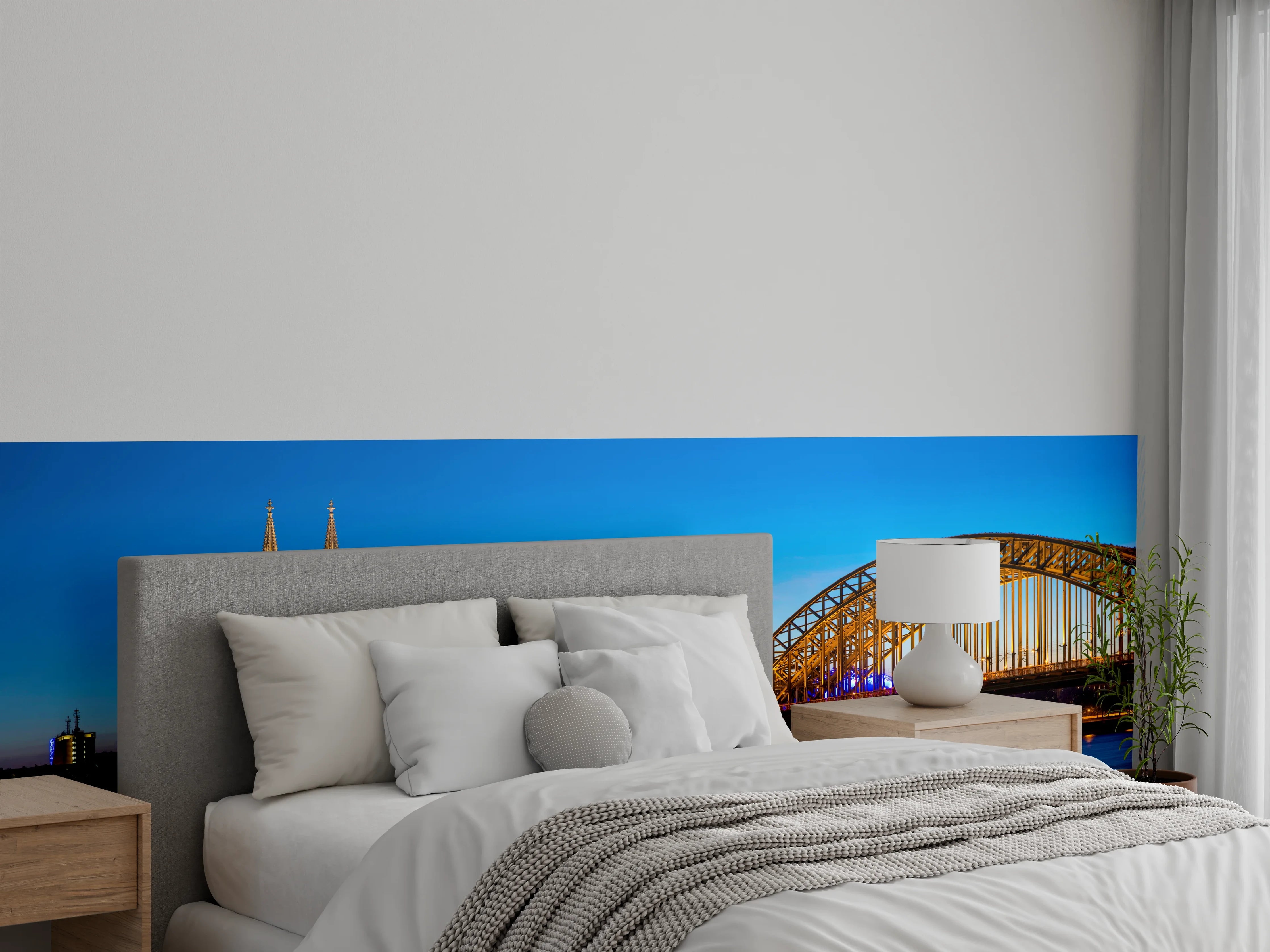 Wandverkleidung Schlafzimmer - Hohenzollern Brücke Köln in der Nacht