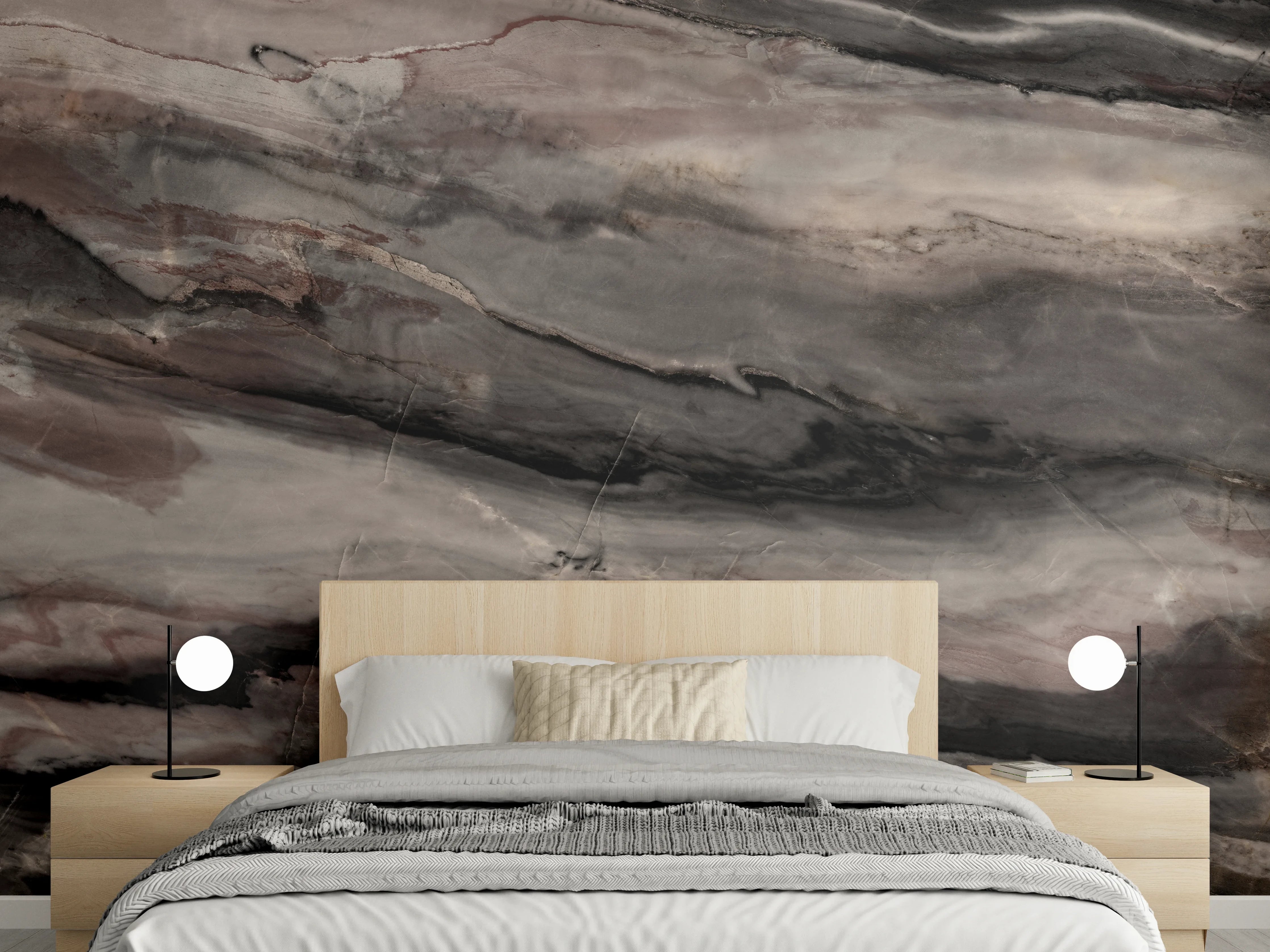 Wandverkleidung Schlafzimmer - Holz-Marmor Textur