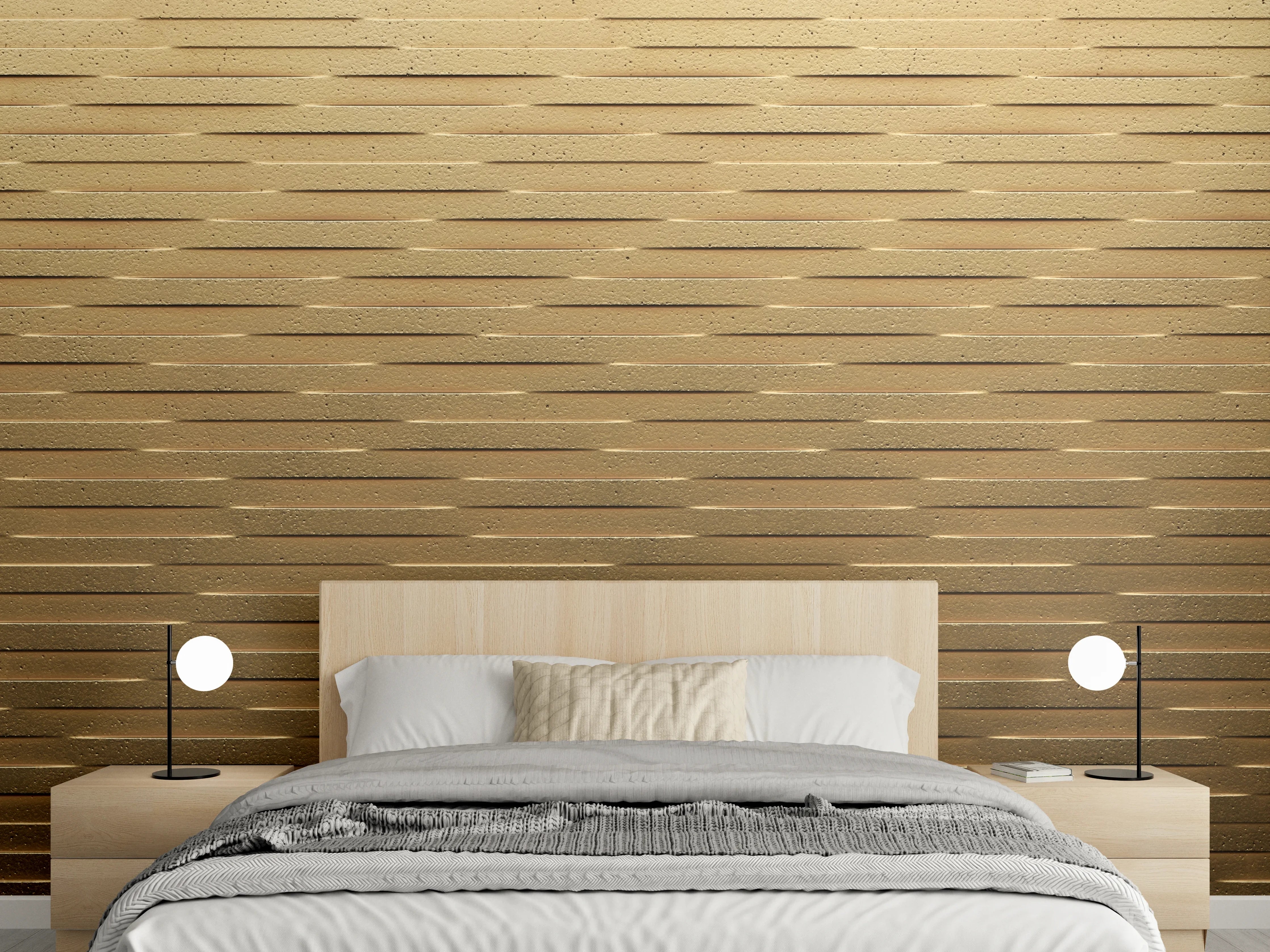 Wandverkleidung Schlafzimmer - Holz-Relief Wandmuster Braun Optik