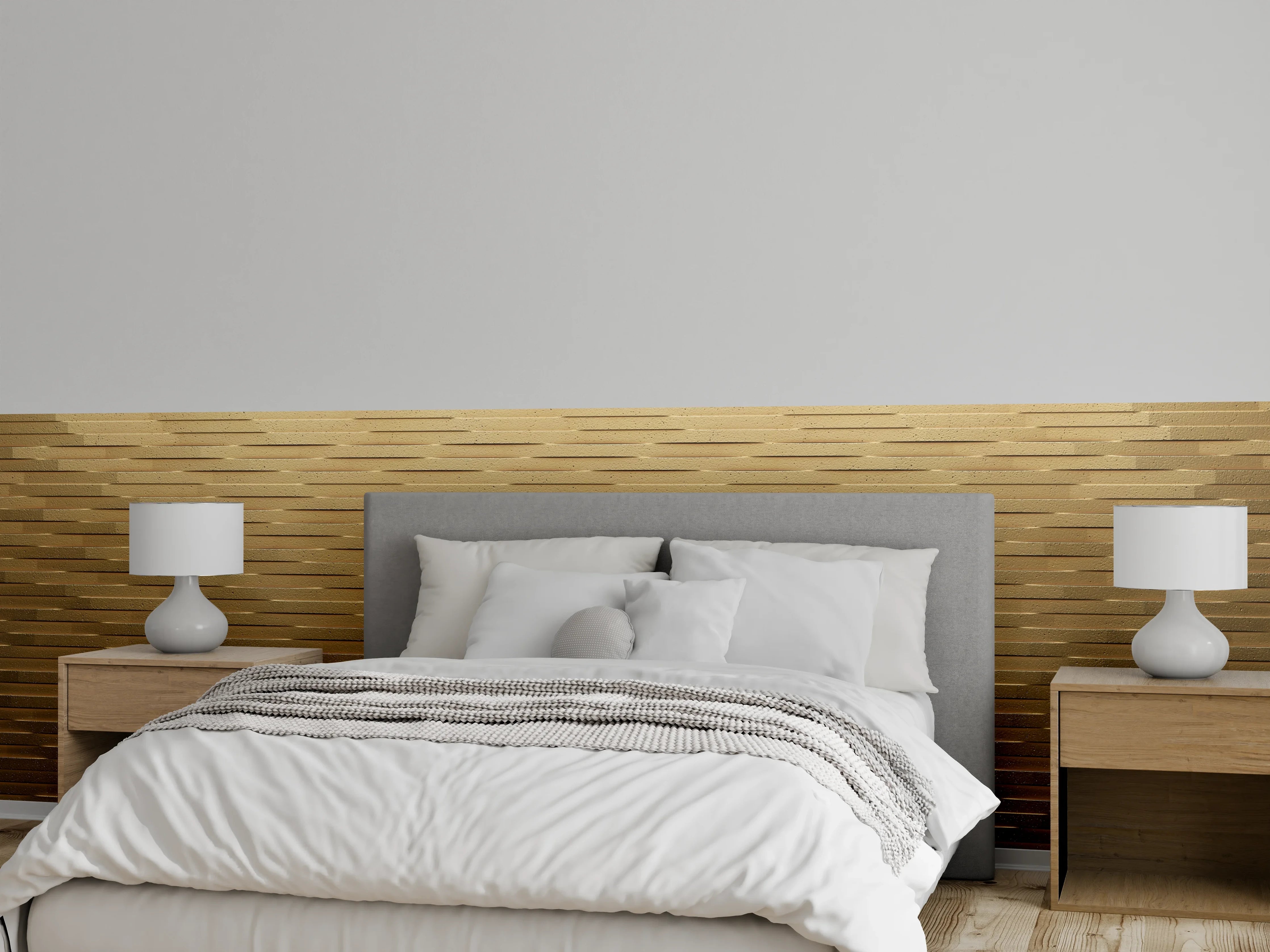 Wandverkleidung Schlafzimmer - Holz-Relief Wandmuster Braun Optik