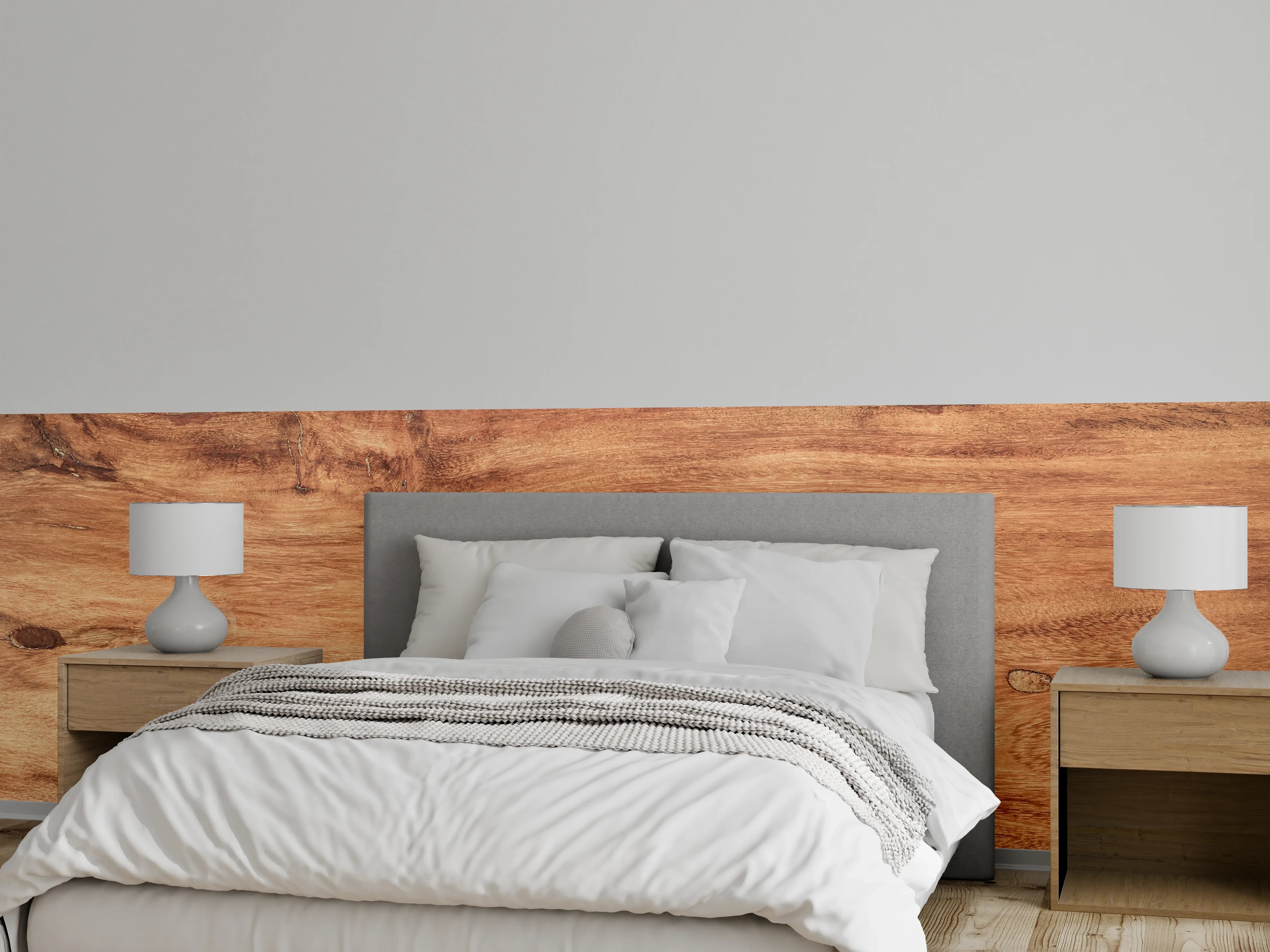 Wandverkleidung Schlafzimmer - Holzoptik Braun Natur Maserung