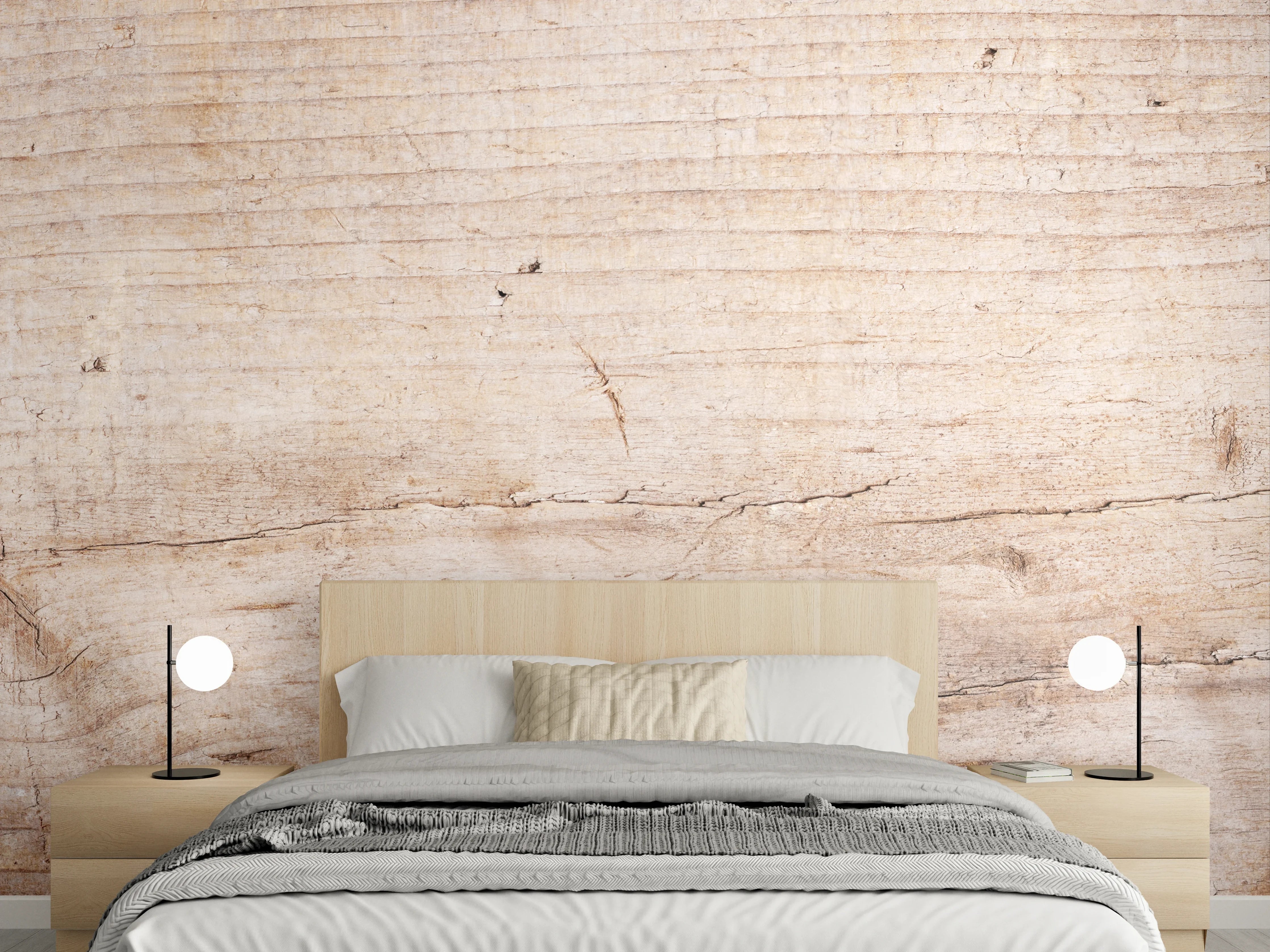 Wandverkleidung Schlafzimmer - Holzoptik in natürlicher Farbgestaltung