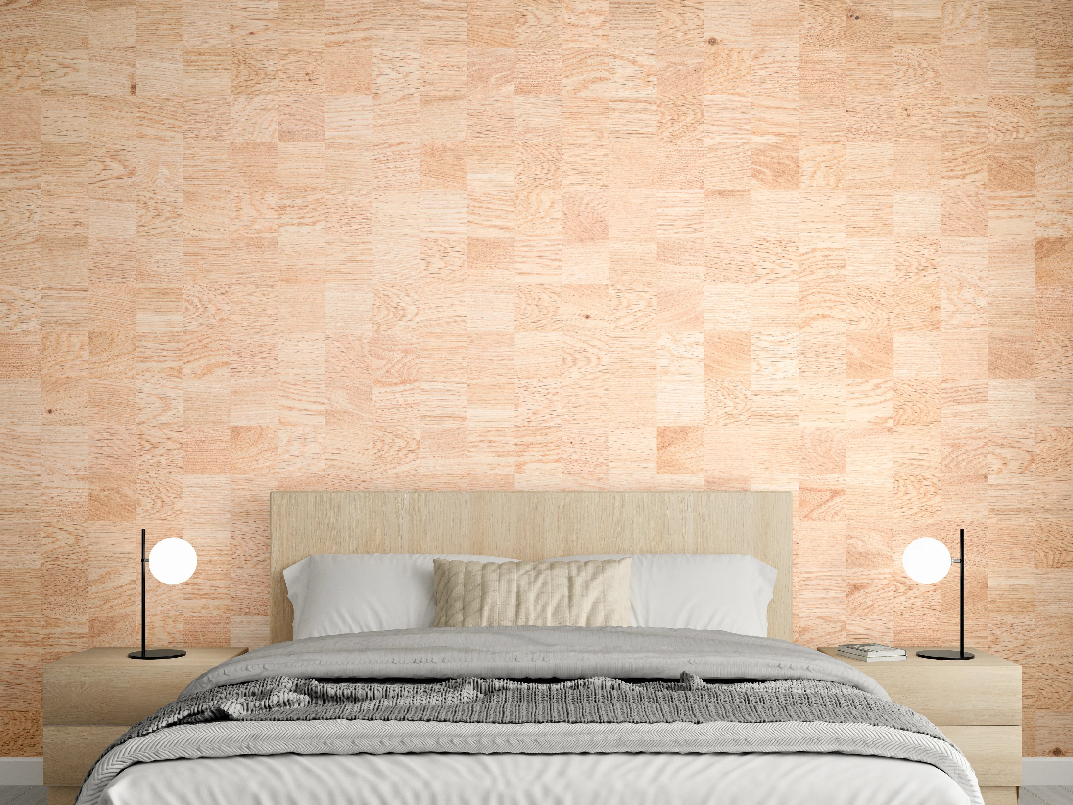 Wandverkleidung Schlafzimmer - Holztextur aus Eschenholz