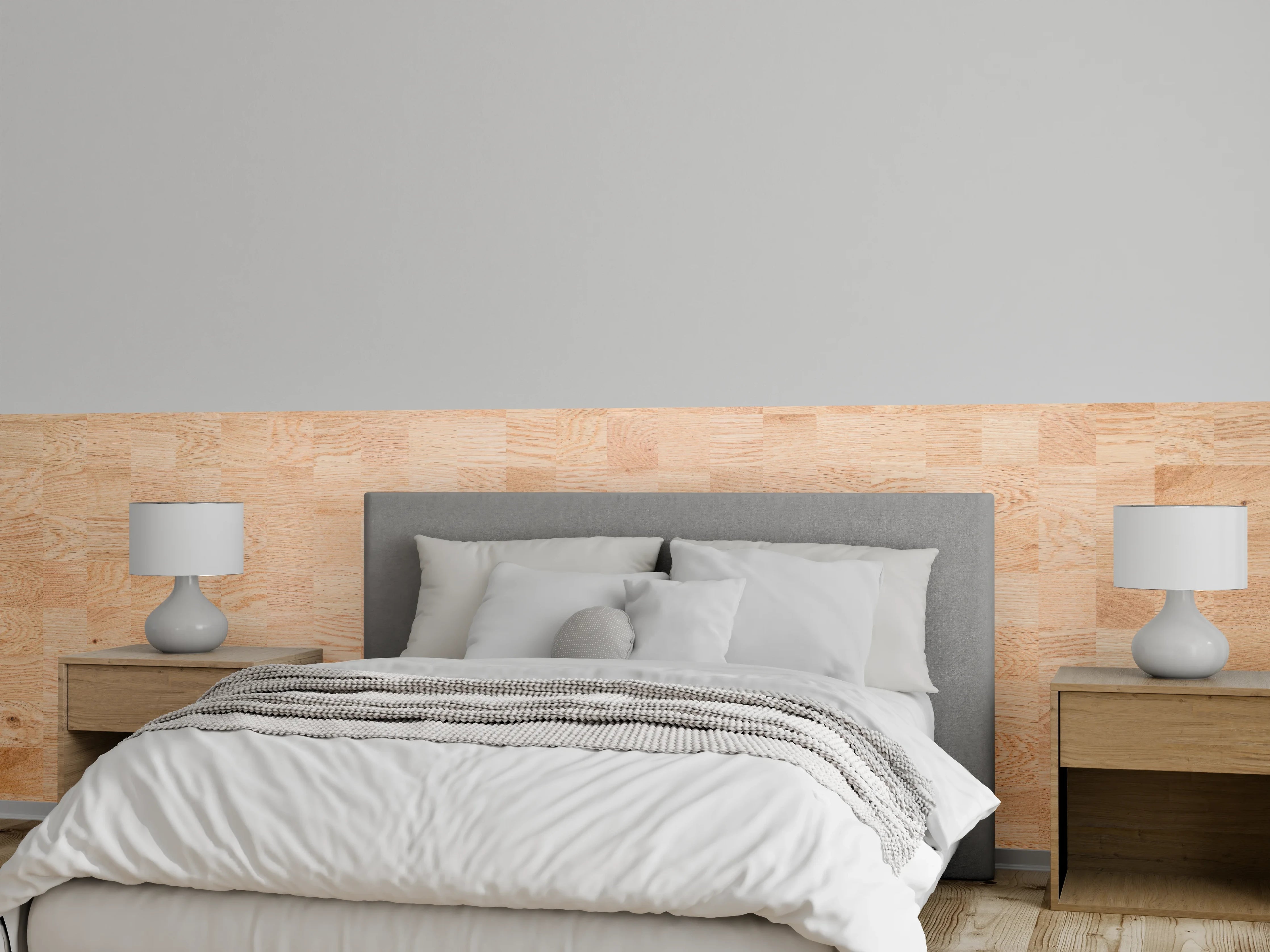Wandverkleidung Schlafzimmer - Holztextur aus Eschenholz
