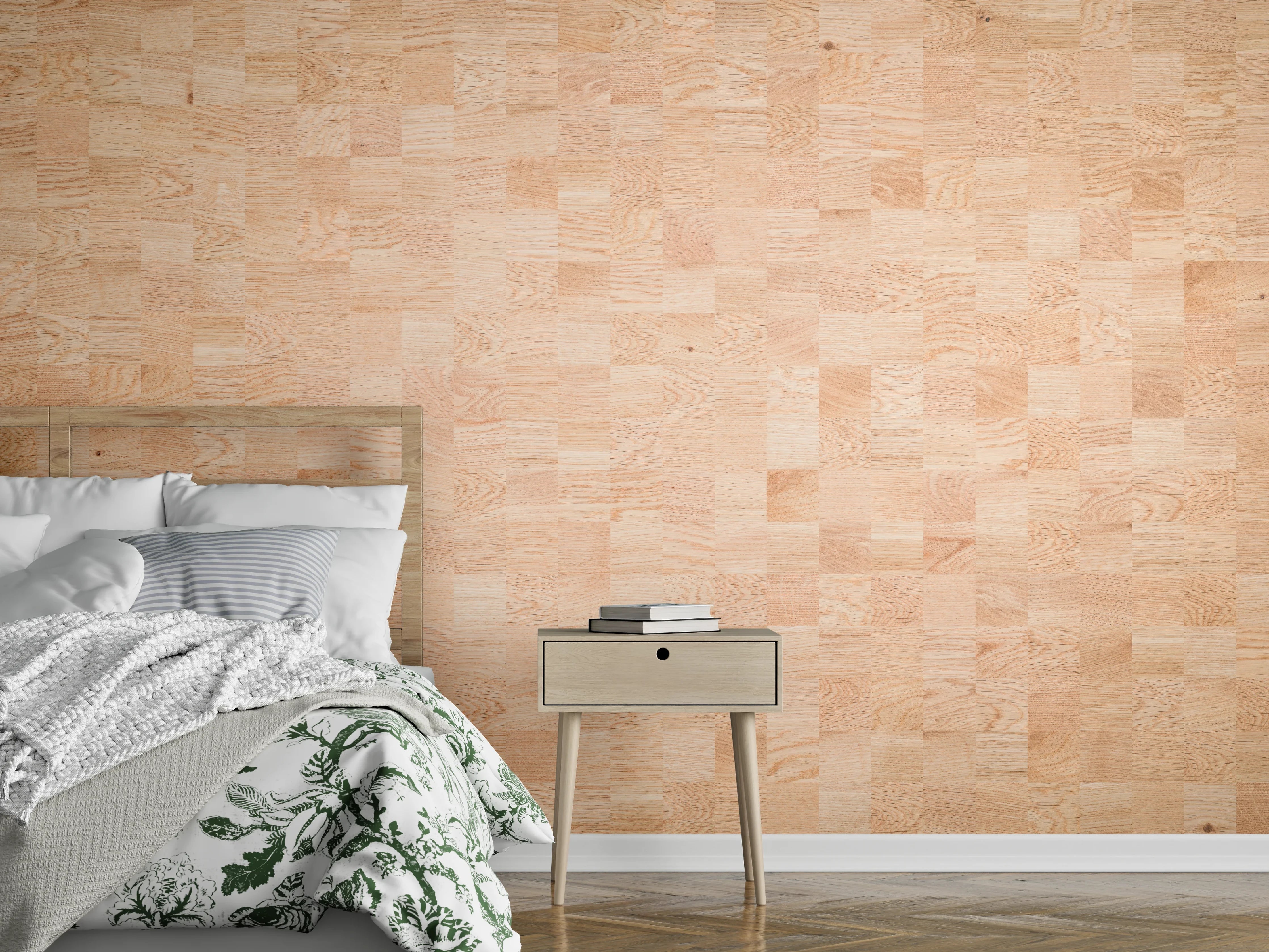 Wandverkleidung Schlafzimmer - Holztextur aus Eschenholz