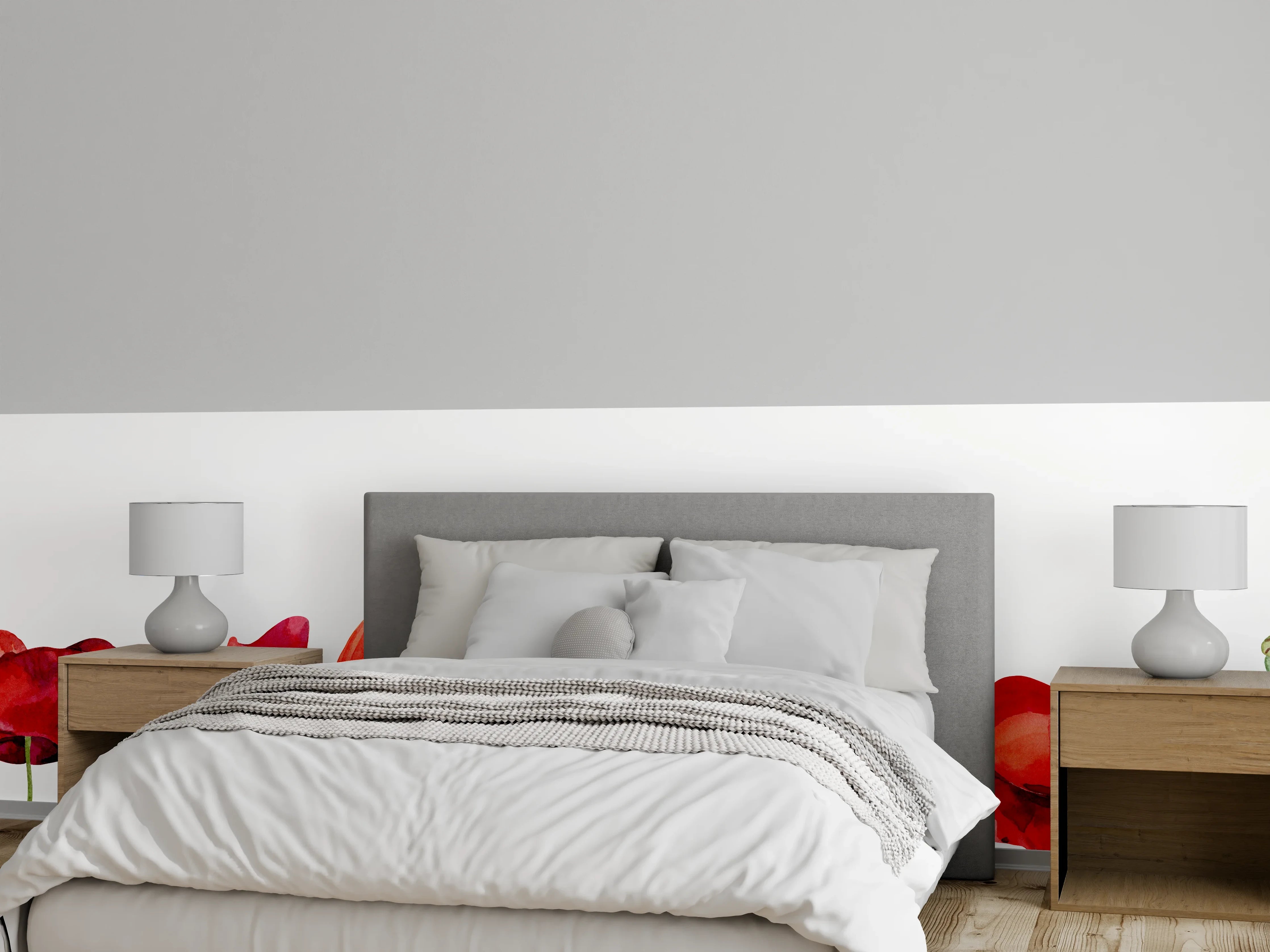 Wandverkleidung Schlafzimmer - Horizontale scharlachroten Mohnblumen