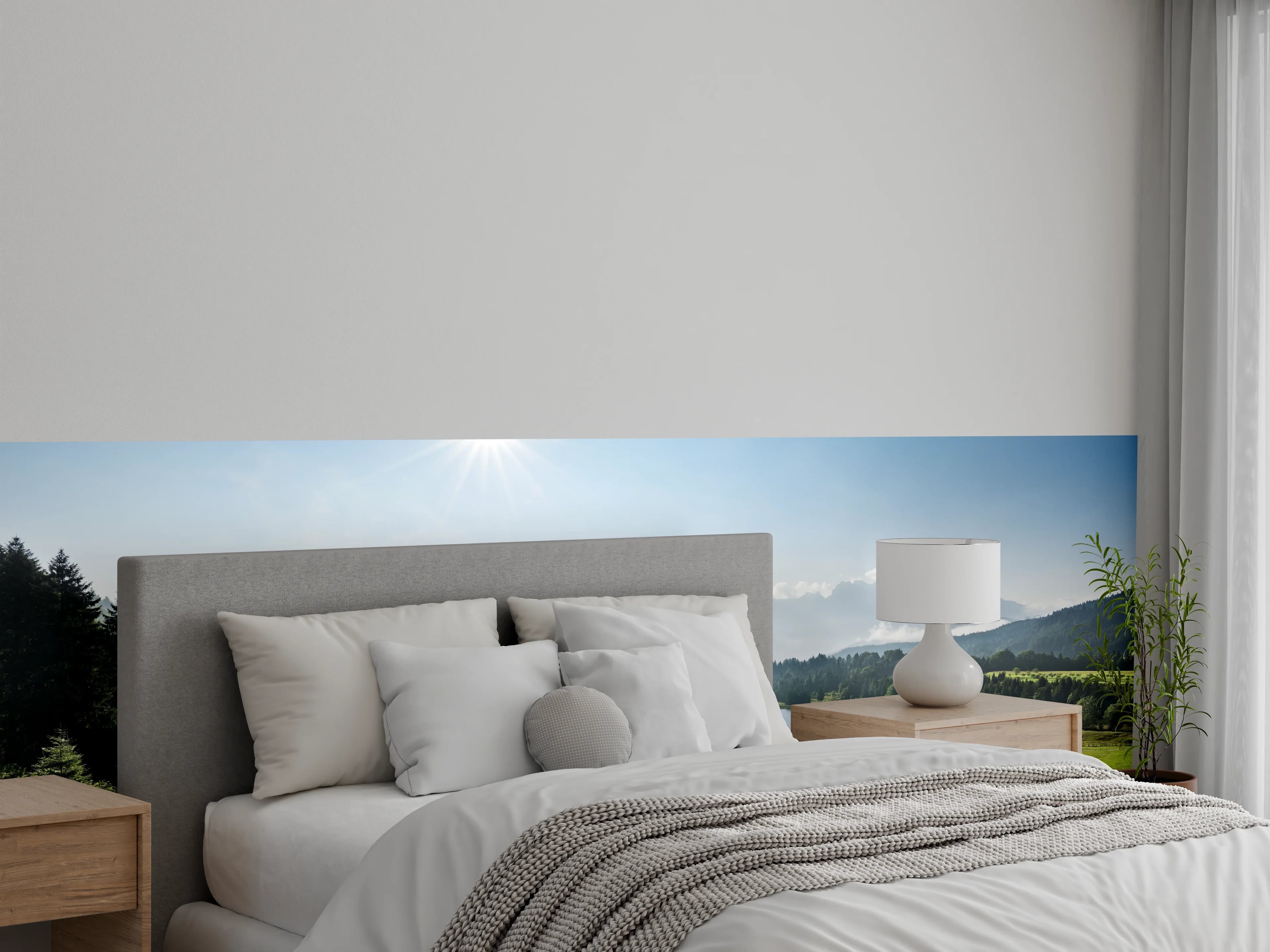 Wandverkleidung Schlafzimmer - Idyllische Berglandschaft am See