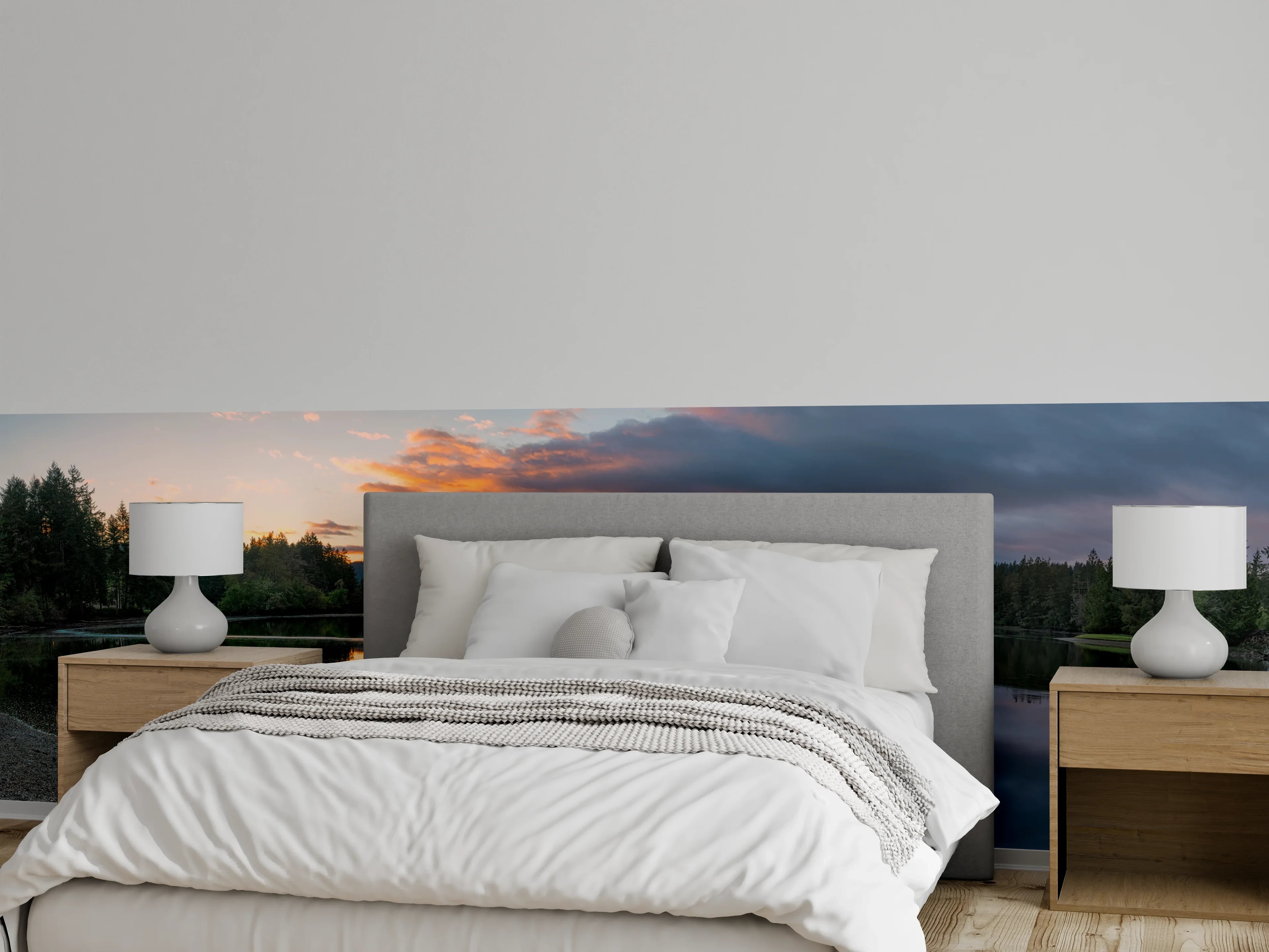 Wandverkleidung Schlafzimmer - Idyllischer See bei Sonnenuntergang