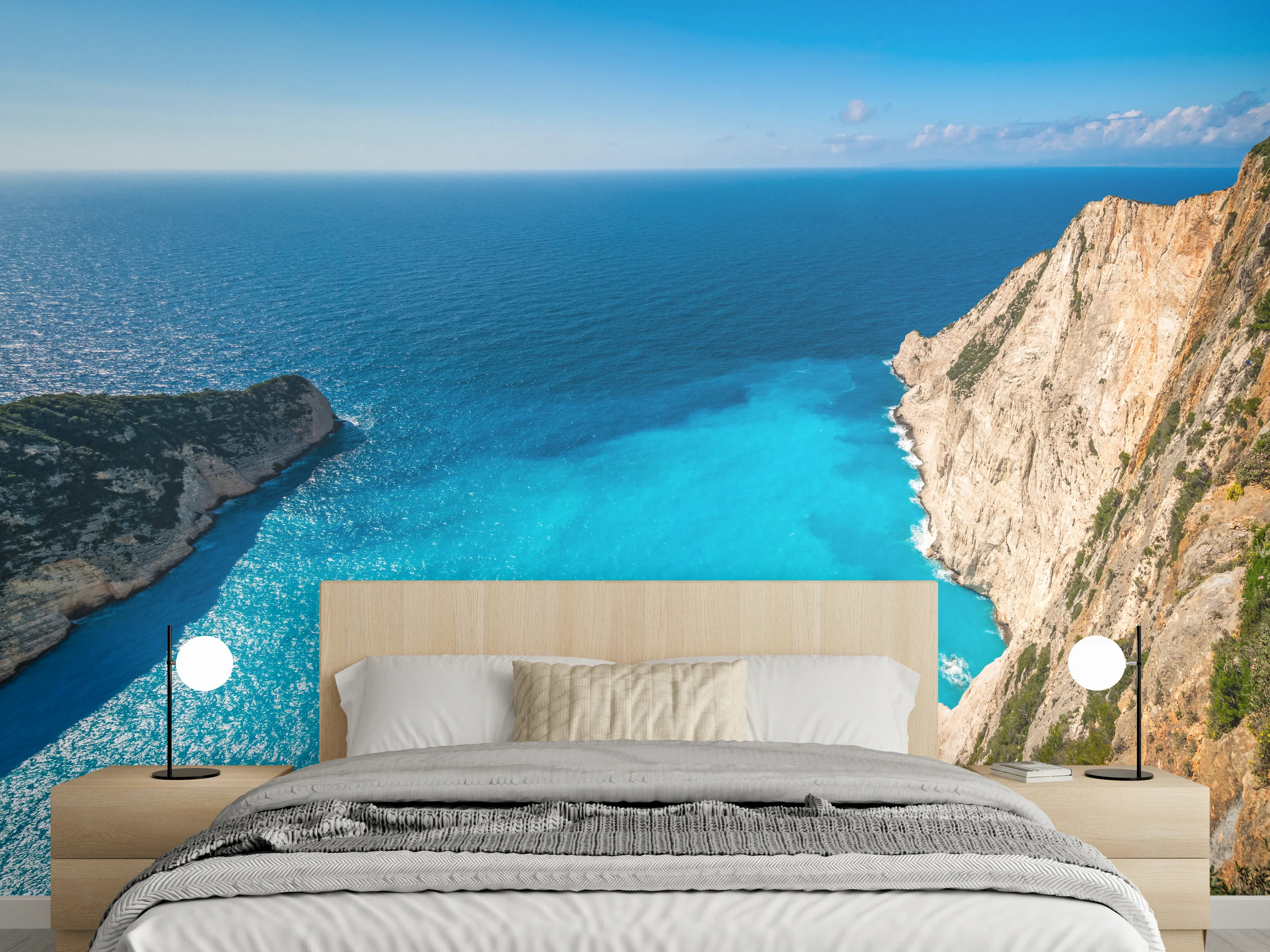 Wandverkleidung Schlafzimmer - Idyllisches Türkisblaues Küstenpanorama