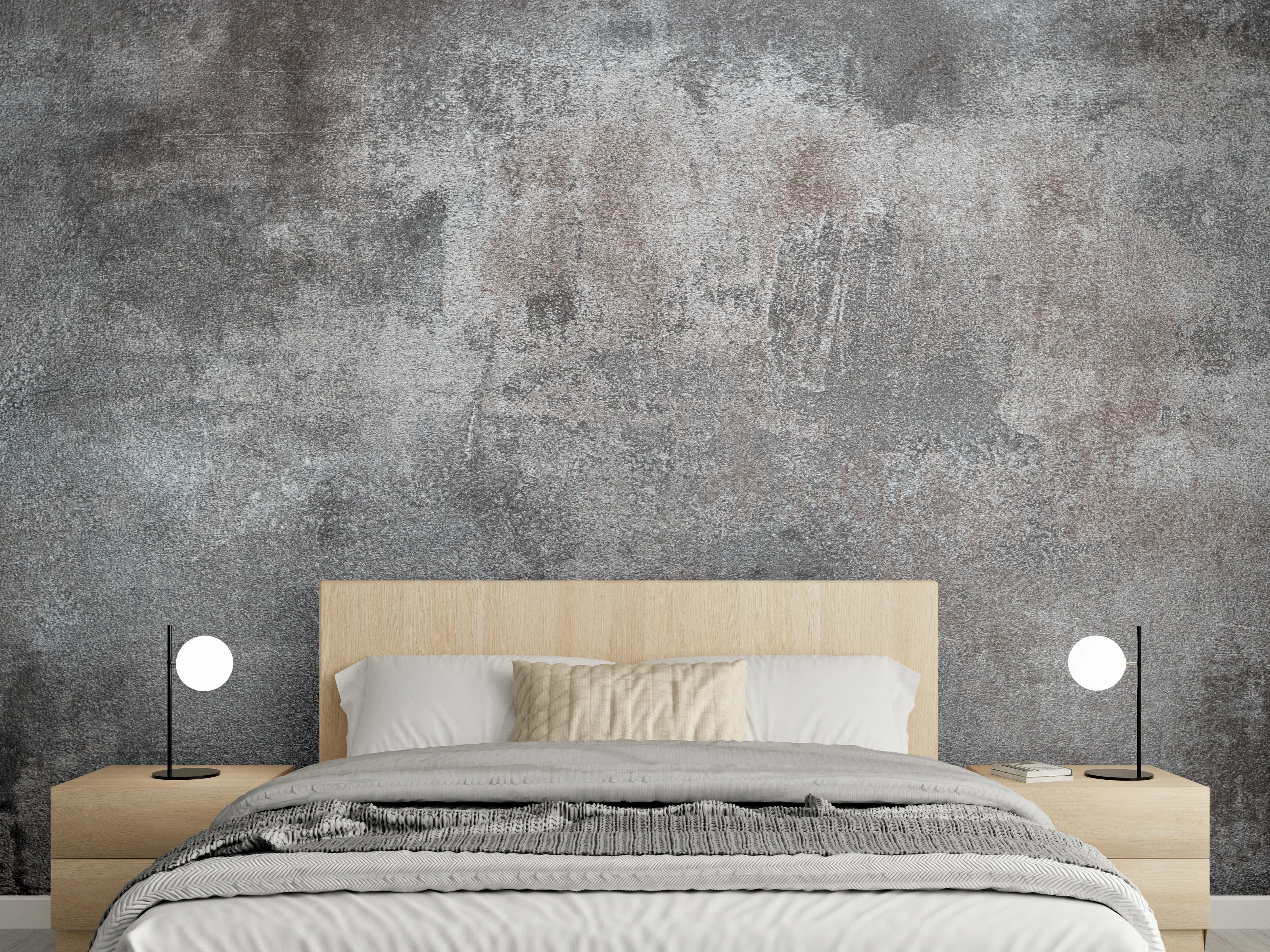 Wandverkleidung Schlafzimmer - Industrial Betonoptik: Grauer Wand-Look