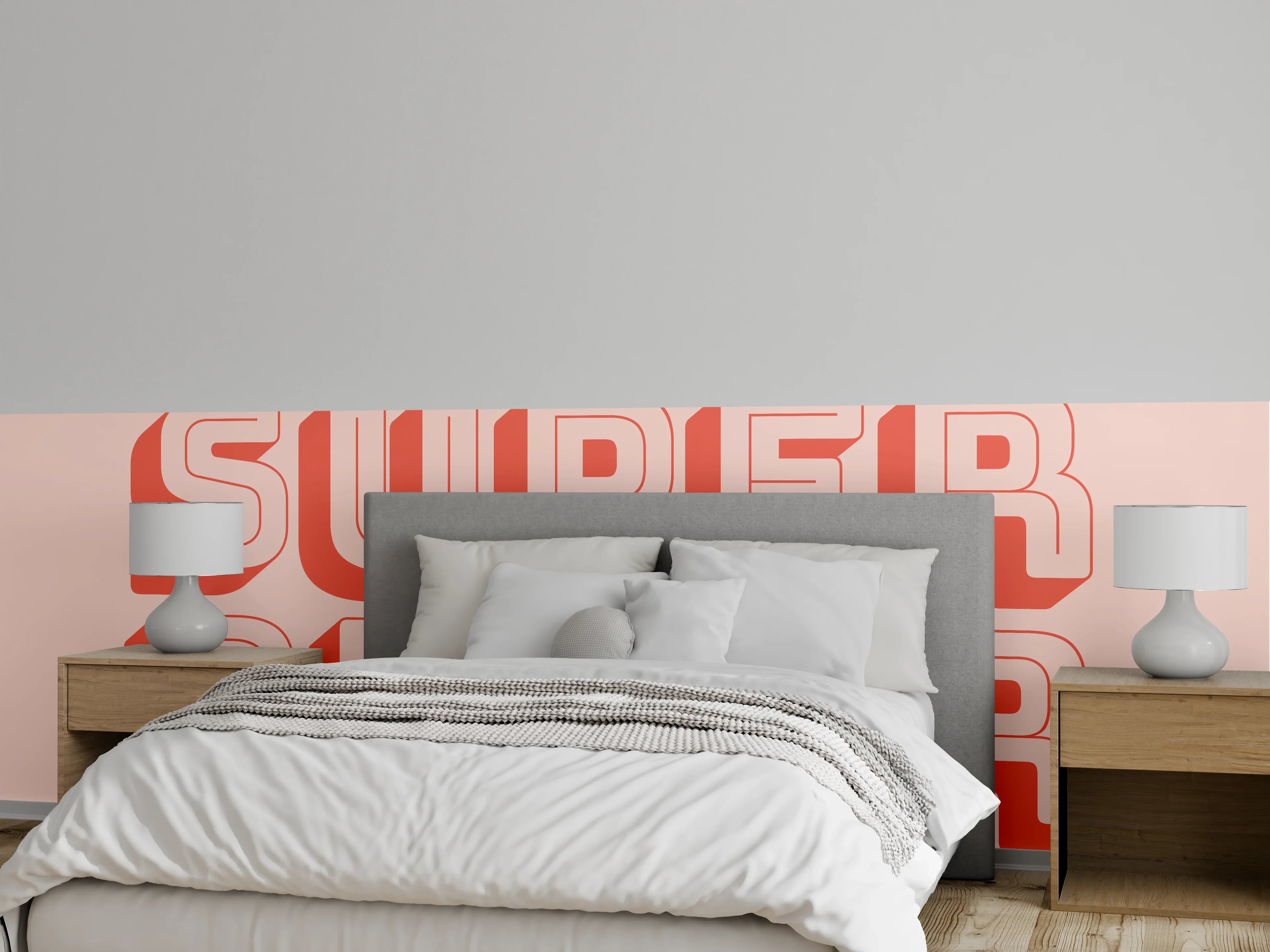 Wandverkleidung Schlafzimmer - Inspirations-Slogan Pink-Weiß