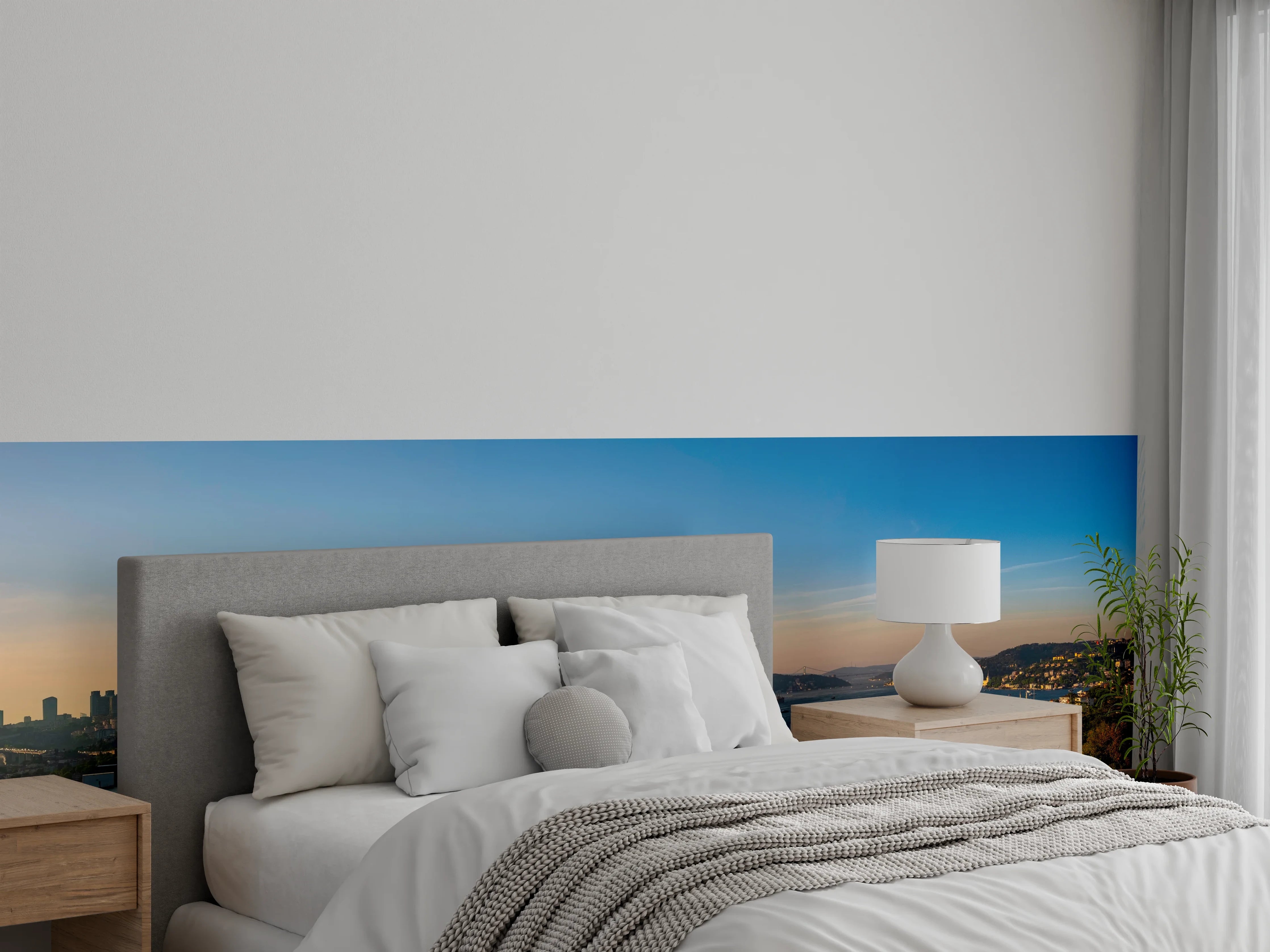 Wandverkleidung Schlafzimmer - Istanbul Bosporus Skyline Blau-Grün