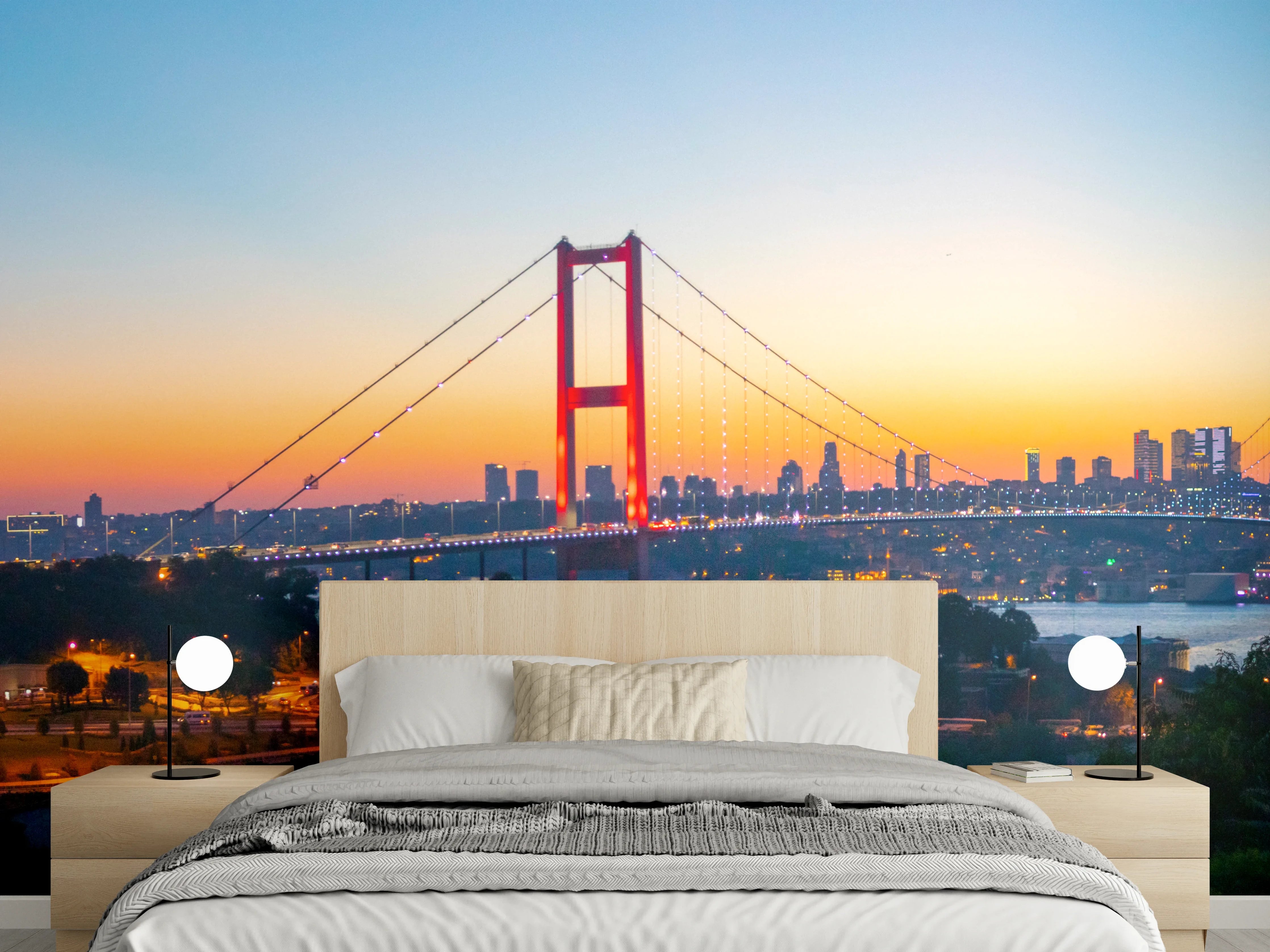 Wandverkleidung Schlafzimmer - Istanbul Skyline Sonnenuntergang