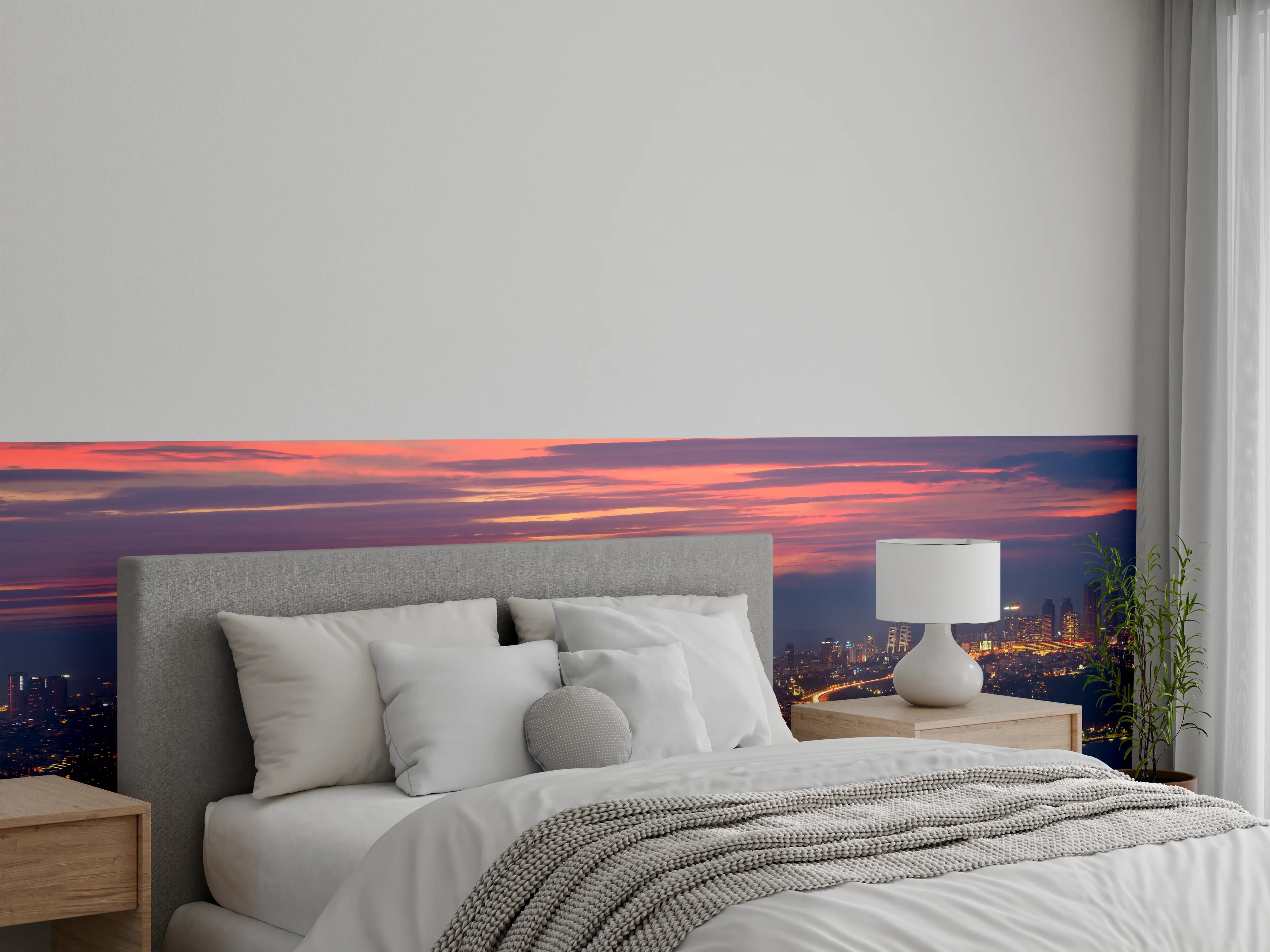 Wandverkleidung Schlafzimmer - Istanbul Skyline bei Sonnenuntergang Panorama