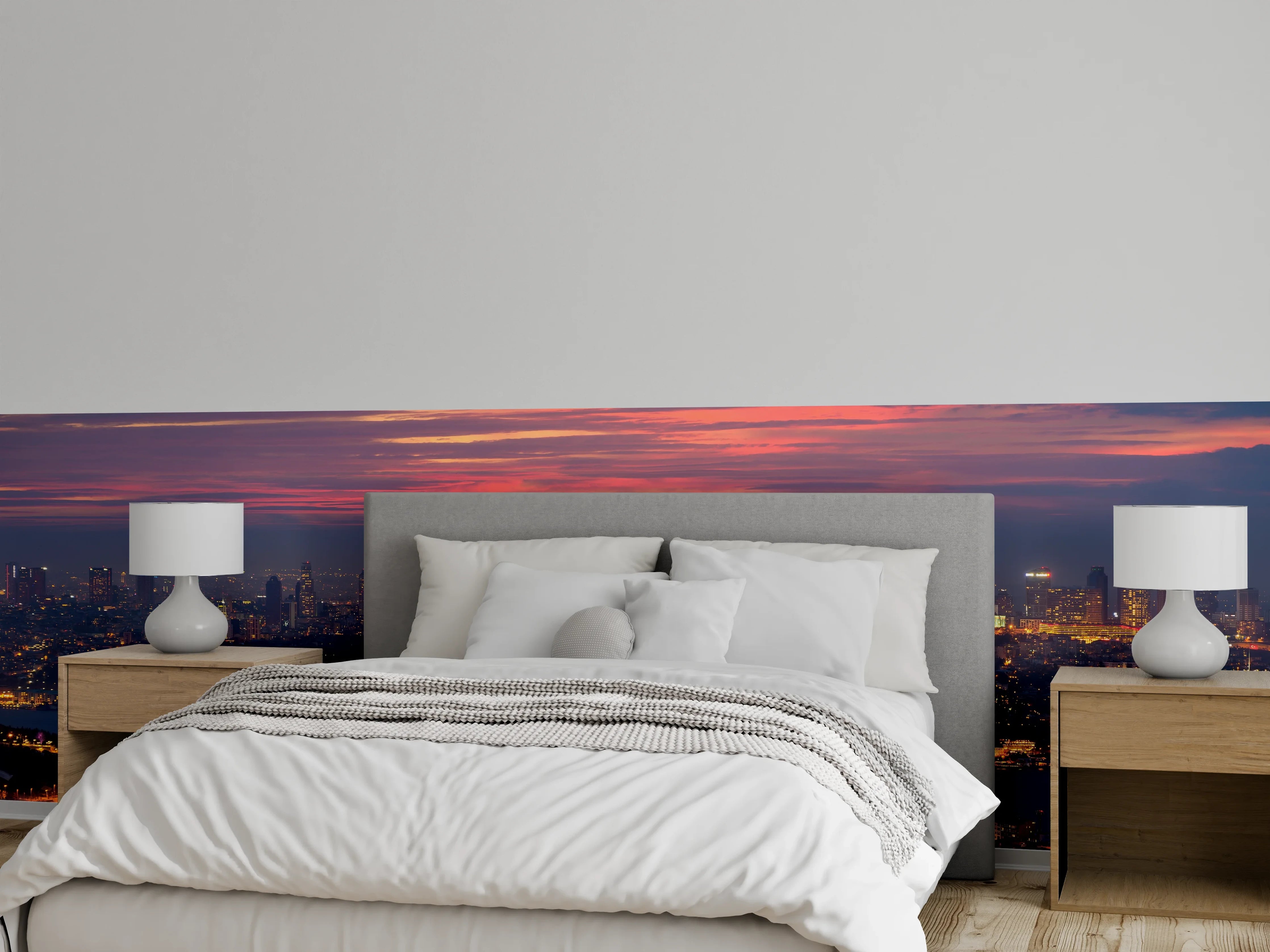 Wandverkleidung Schlafzimmer - Istanbul Skyline bei Sonnenuntergang Panorama