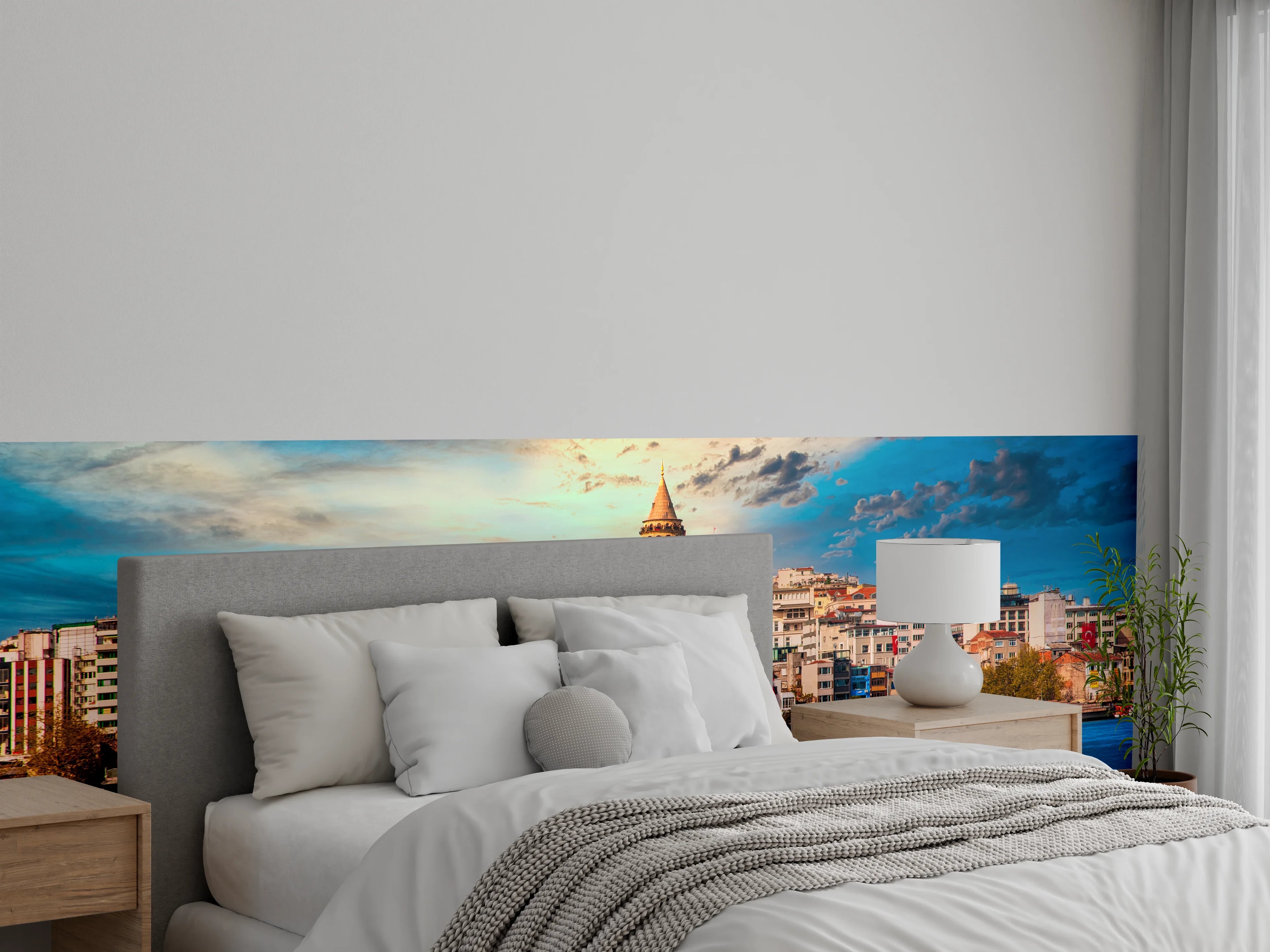 Wandverkleidung Schlafzimmer - Istanbul Skyline mit Galataturm Panorama