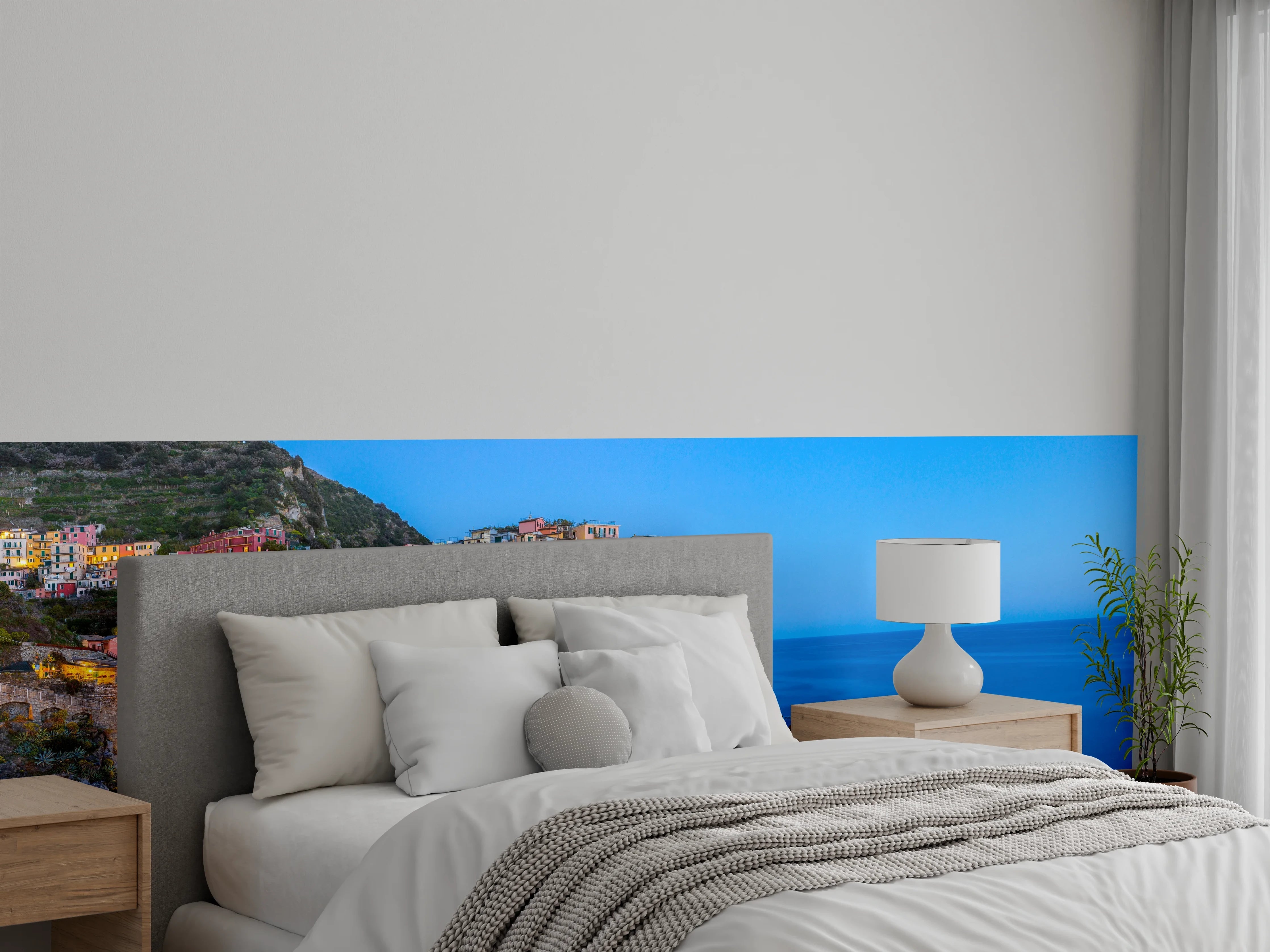 Wandverkleidung Schlafzimmer - Italienische Küstenstadt bei Abendlicht