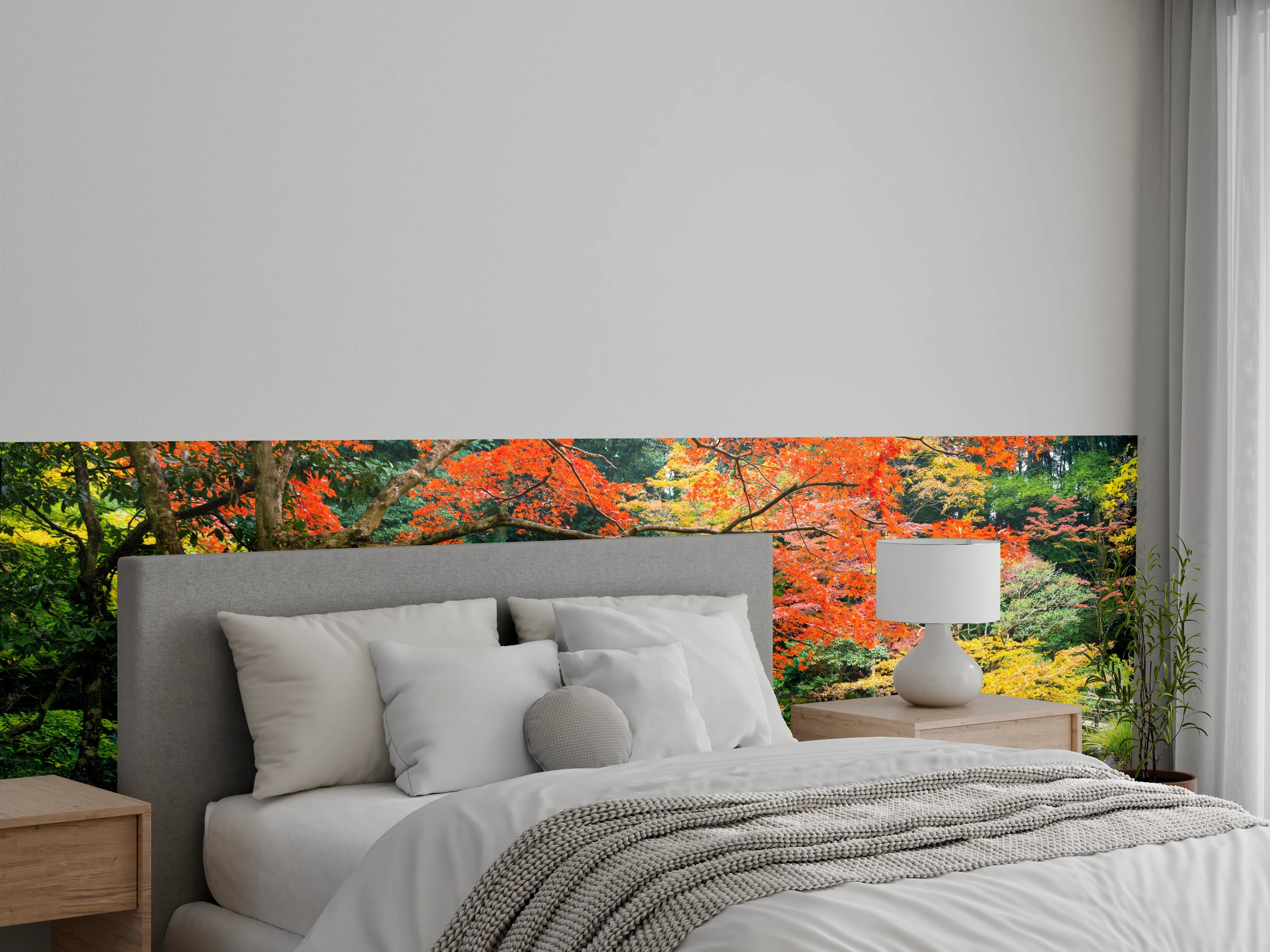 Wandverkleidung Schlafzimmer - Japanischer Garten im Herbst