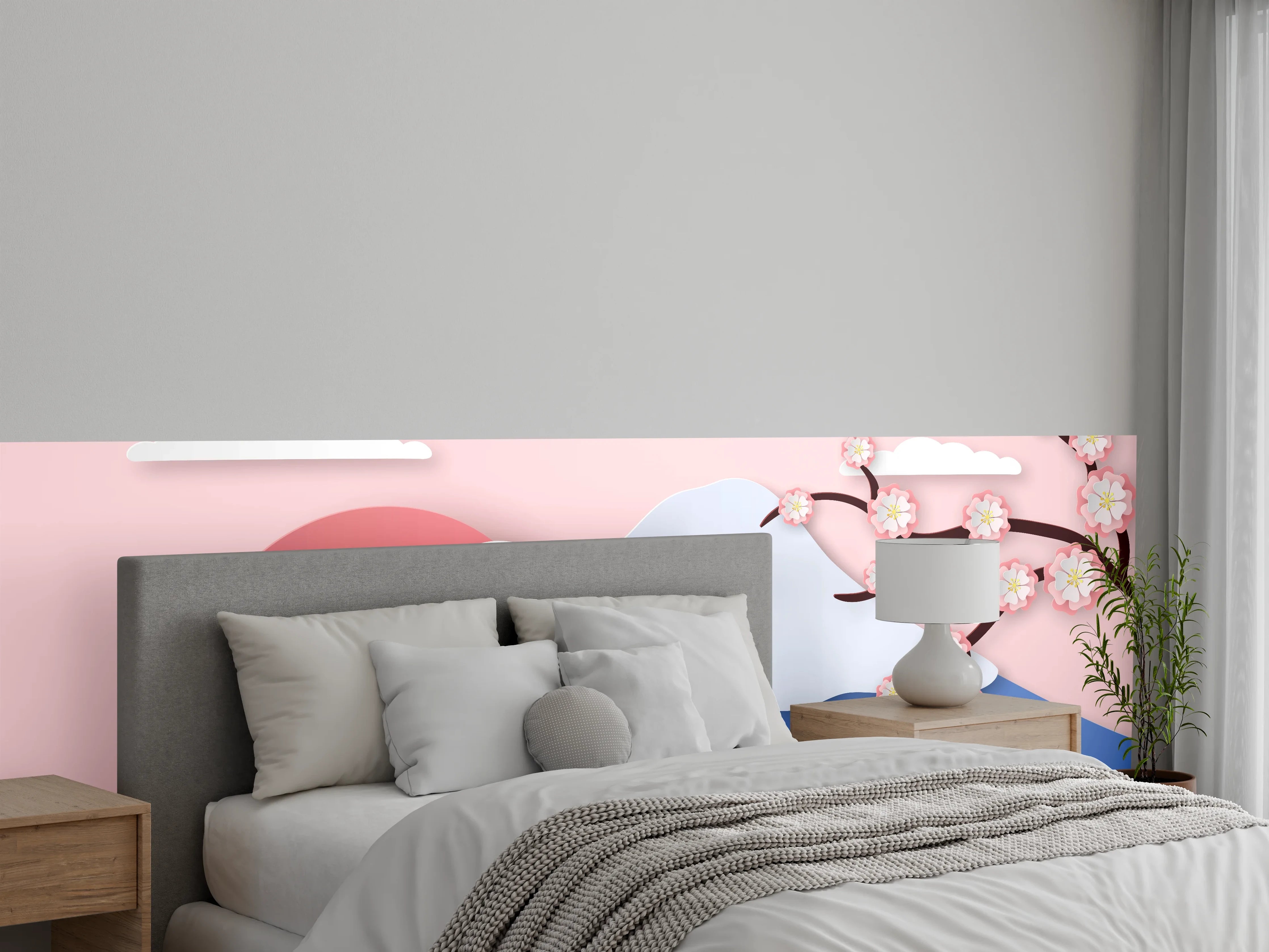 Wandverkleidung Schlafzimmer - Japanischer Kirschblüten-Ansicht