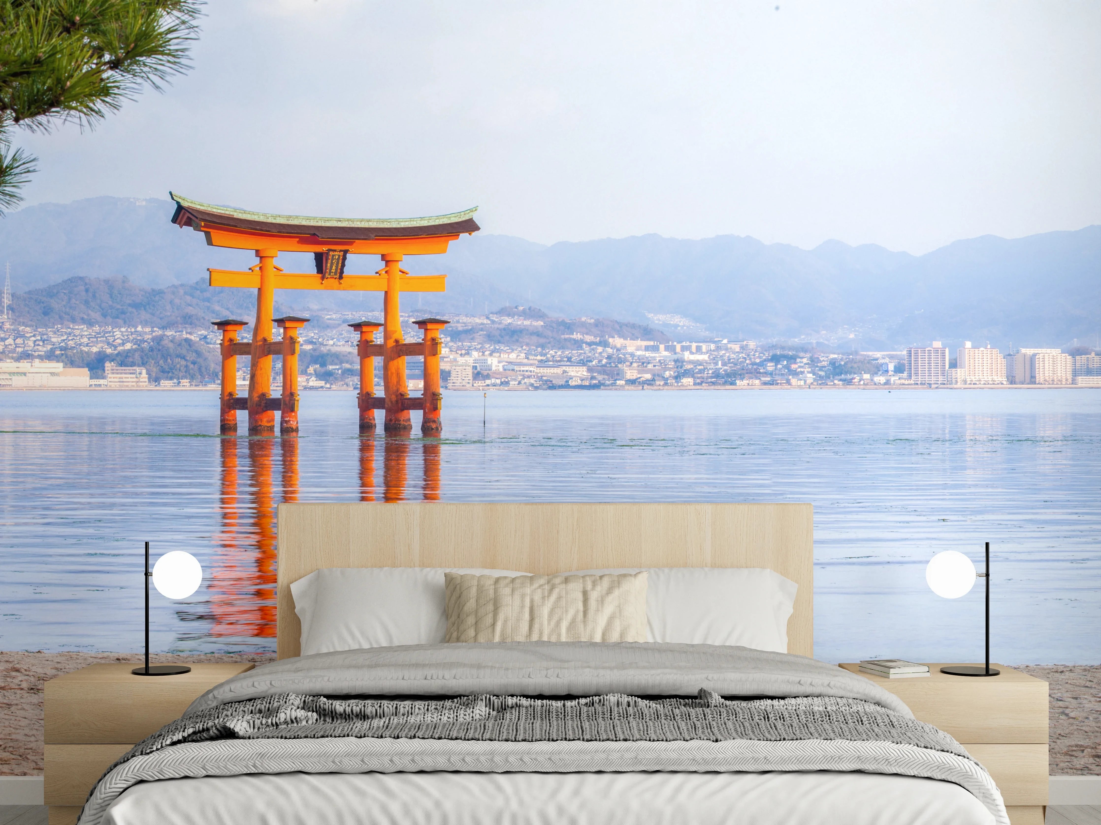 Wandverkleidung Schlafzimmer - Japanisches Torii am Meer