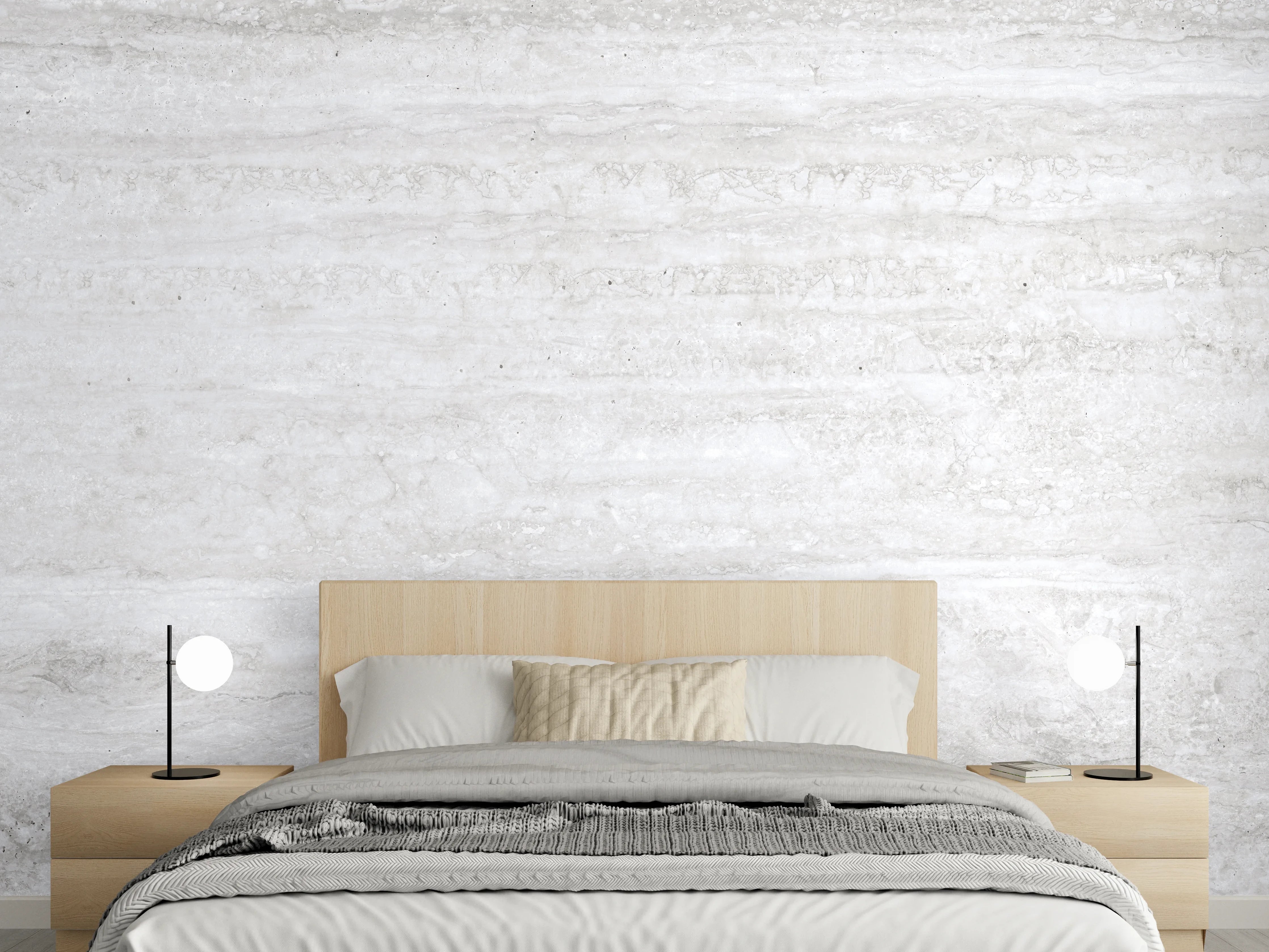 Wandverkleidung Schlafzimmer - Kalkstein Marmor