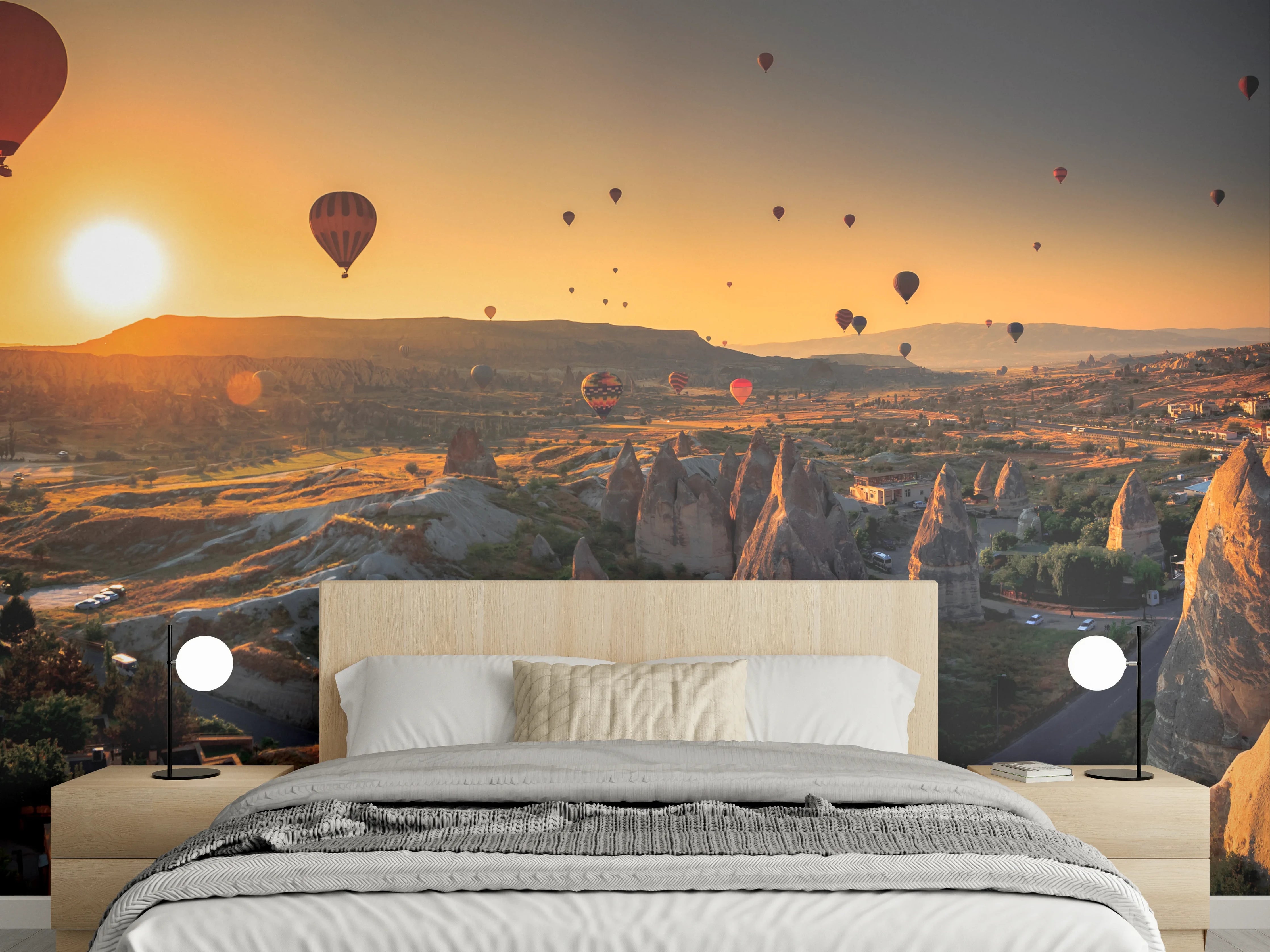 Wandverkleidung Schlafzimmer - Kappadokien Ballonfahrt Panorama Sonnenaufgang
