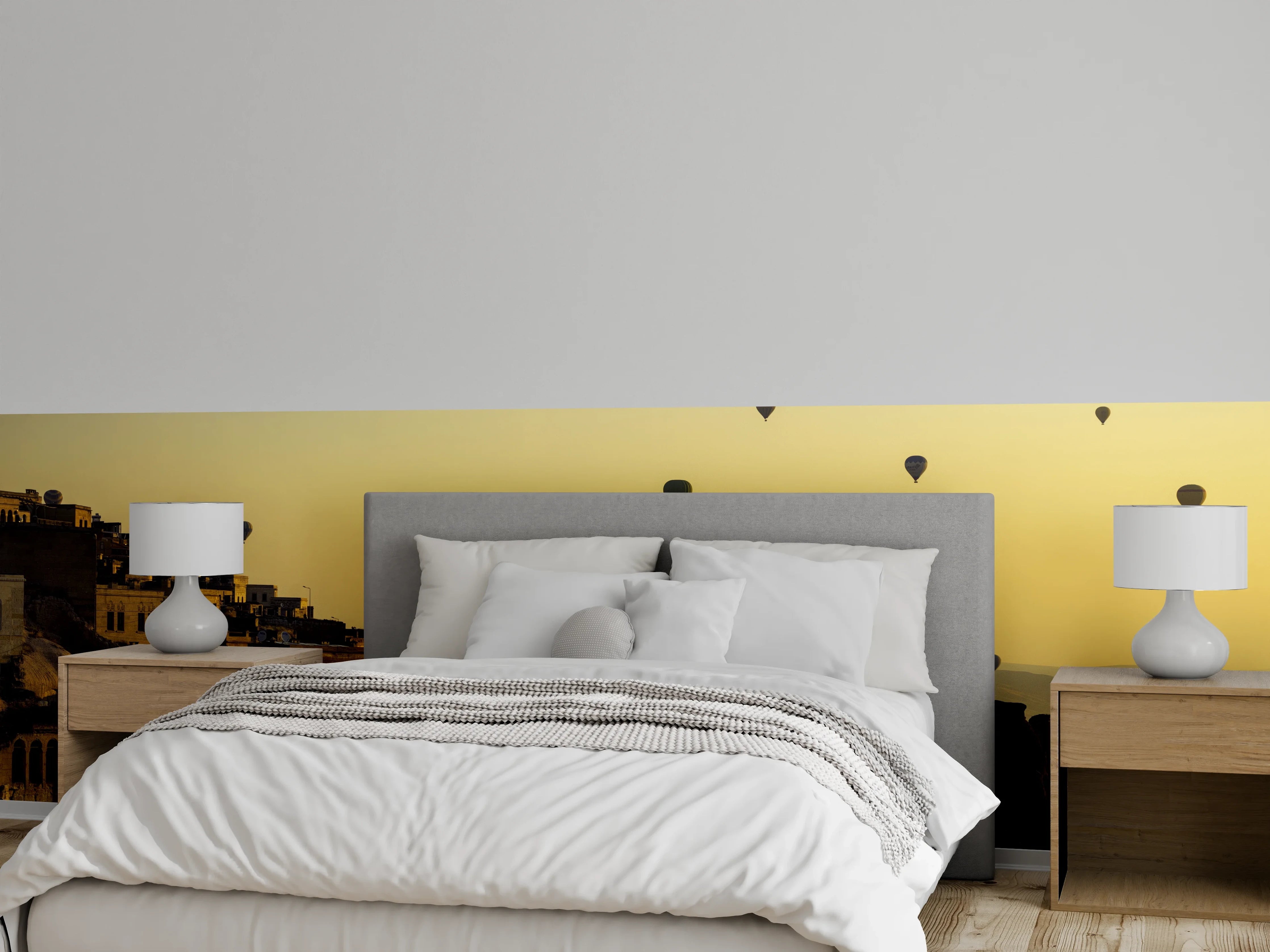 Wandverkleidung Schlafzimmer - Kappadokien Ballons Sonnenaufgang Fototapete