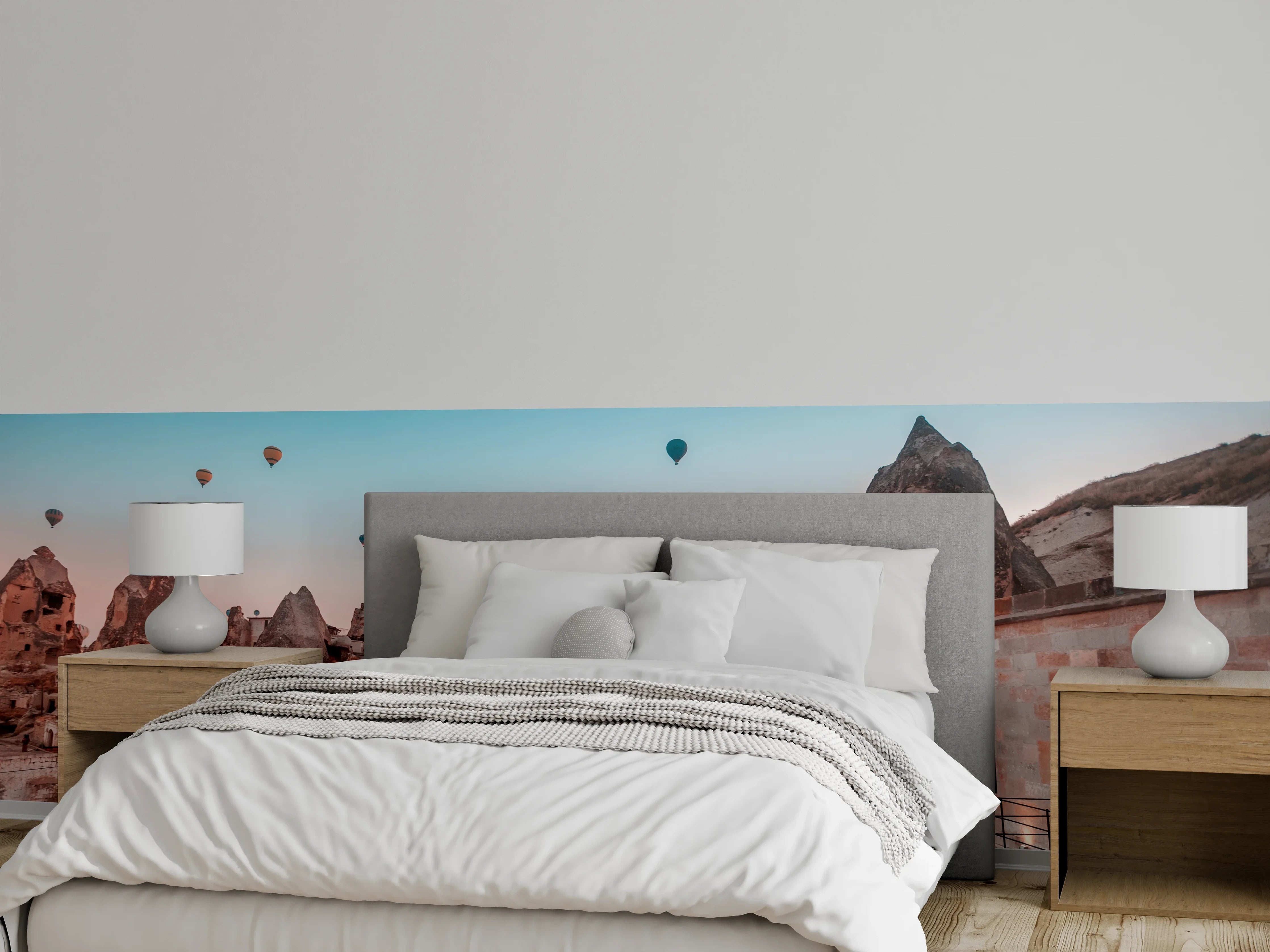 Wandverkleidung Schlafzimmer - Kappadokien Skyline mit Heißluftballons