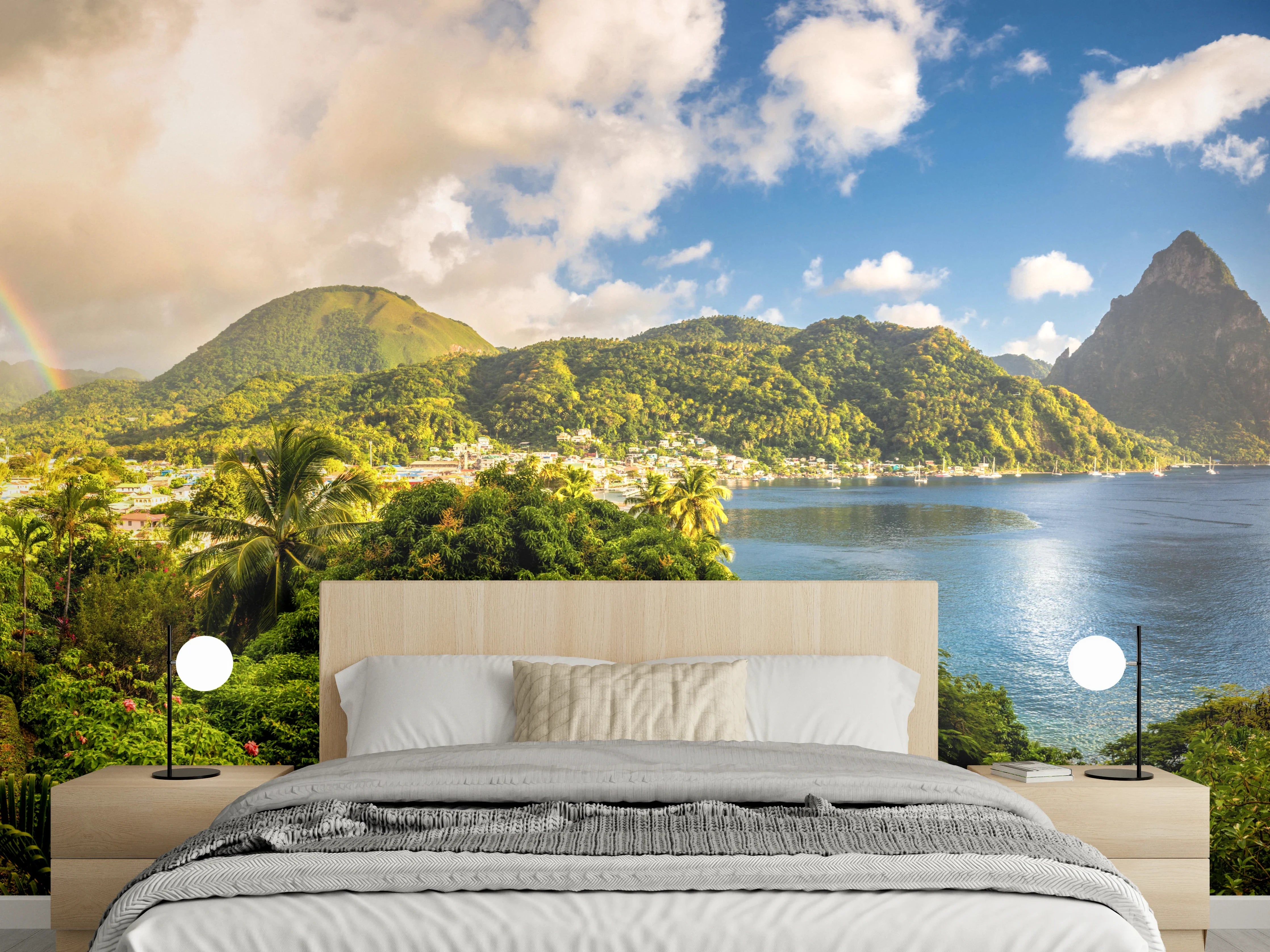 Wandverkleidung Schlafzimmer - Karibische Panorama-Landschaft am Meer