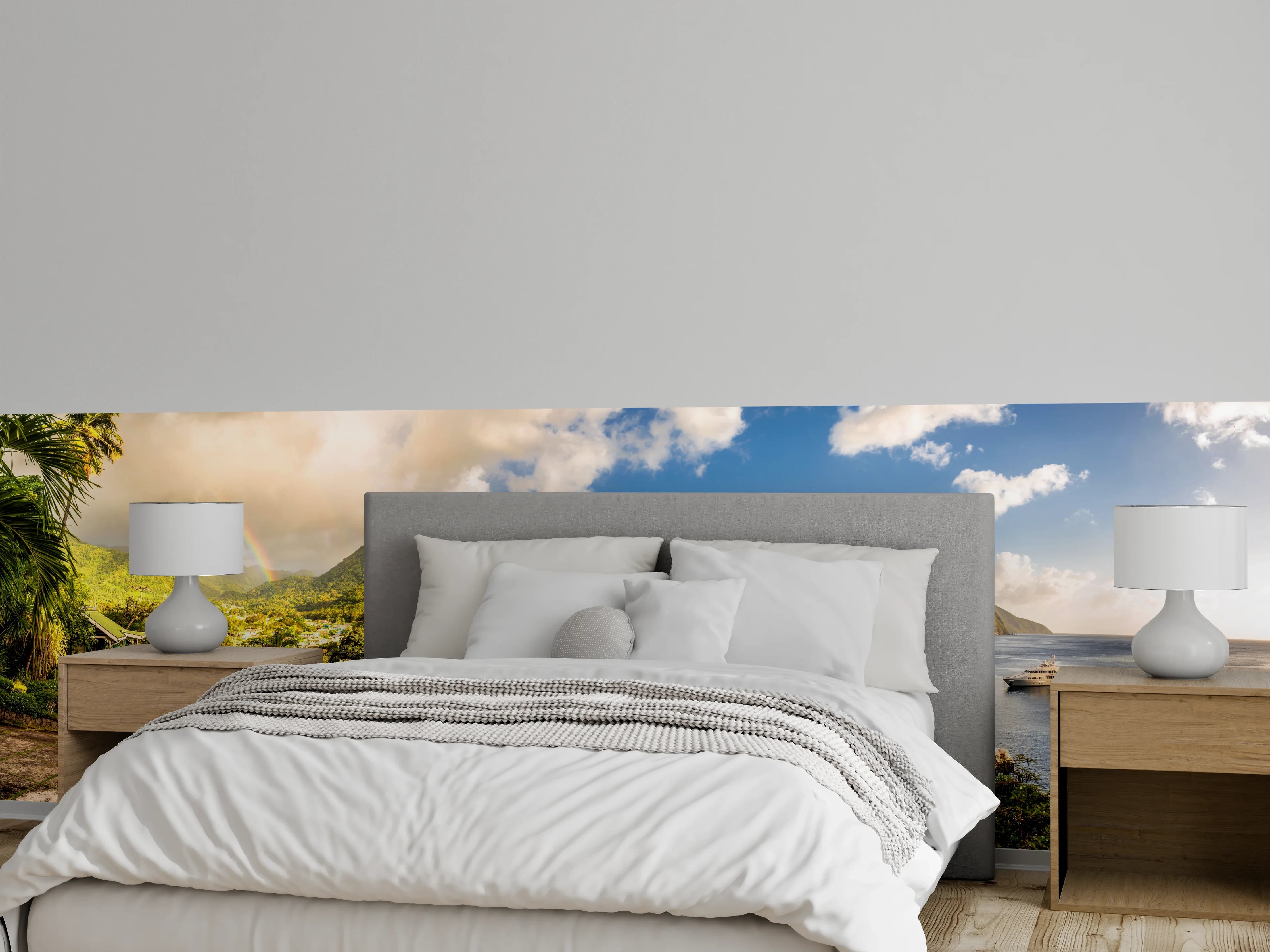 Wandverkleidung Schlafzimmer - Karibische Panorama-Landschaft am Meer