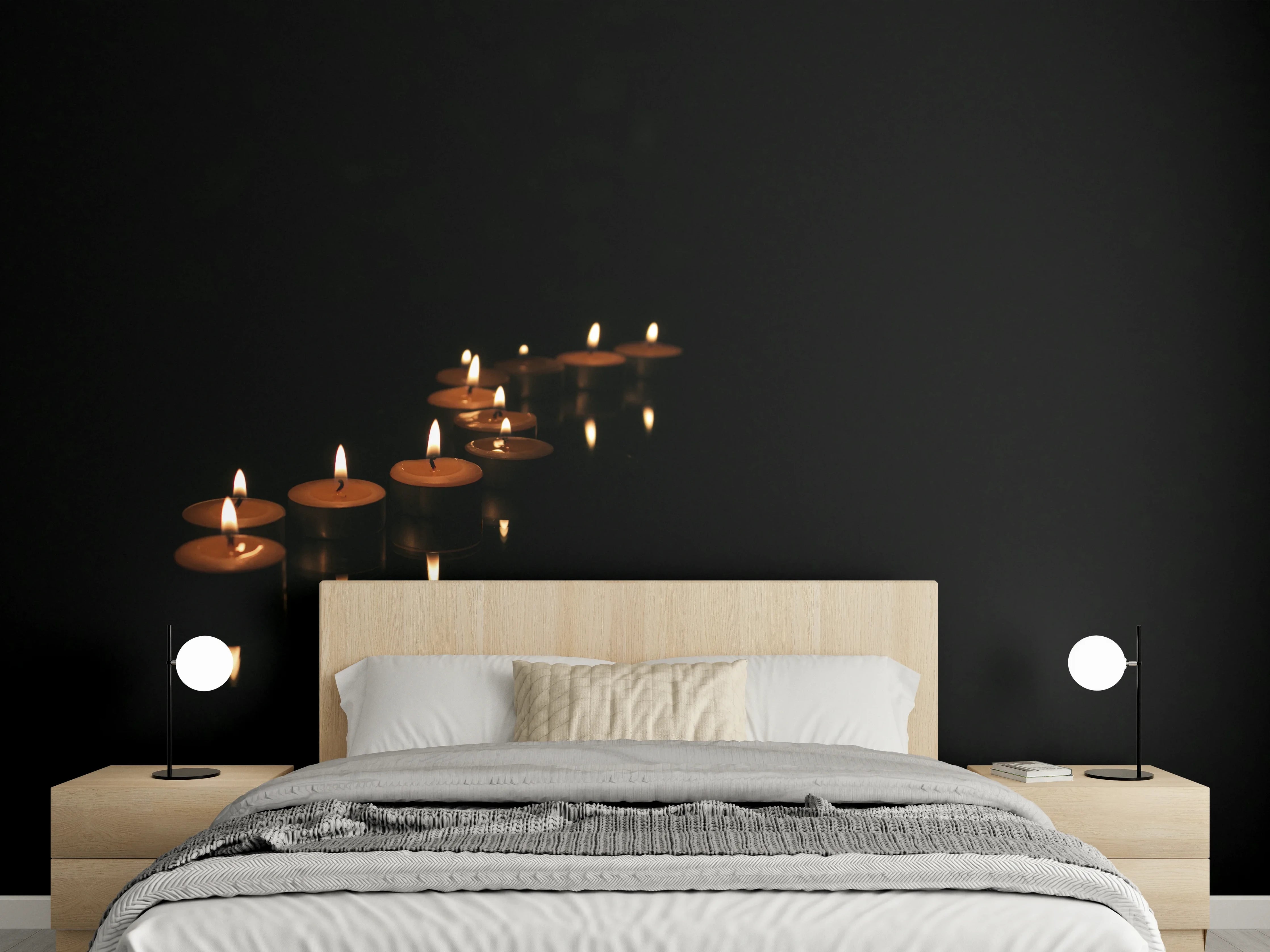 Wandverkleidung Schlafzimmer - Kerzen - Gedenkstätte