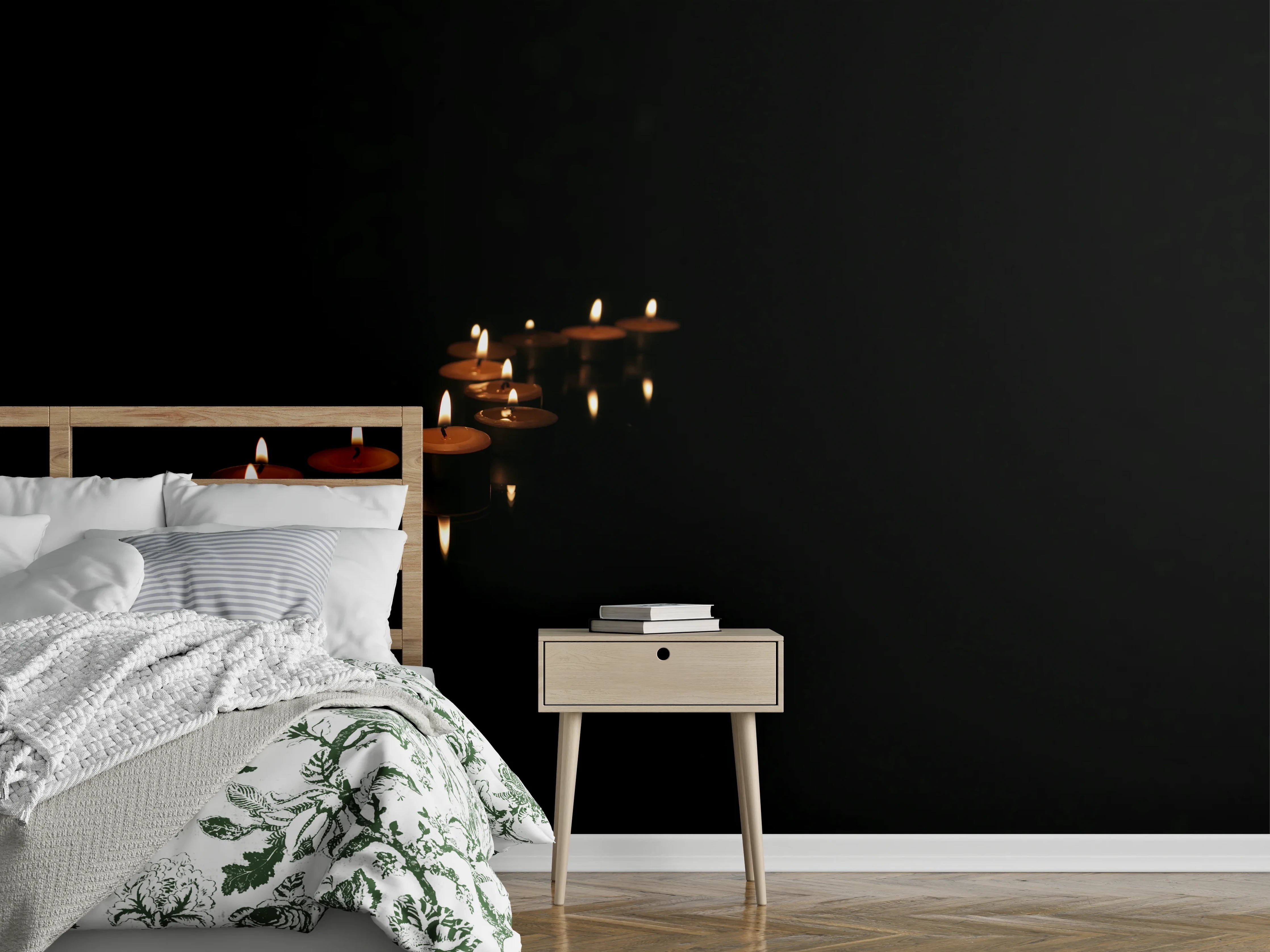 Wandverkleidung Schlafzimmer - Kerzen - Gedenkstätte