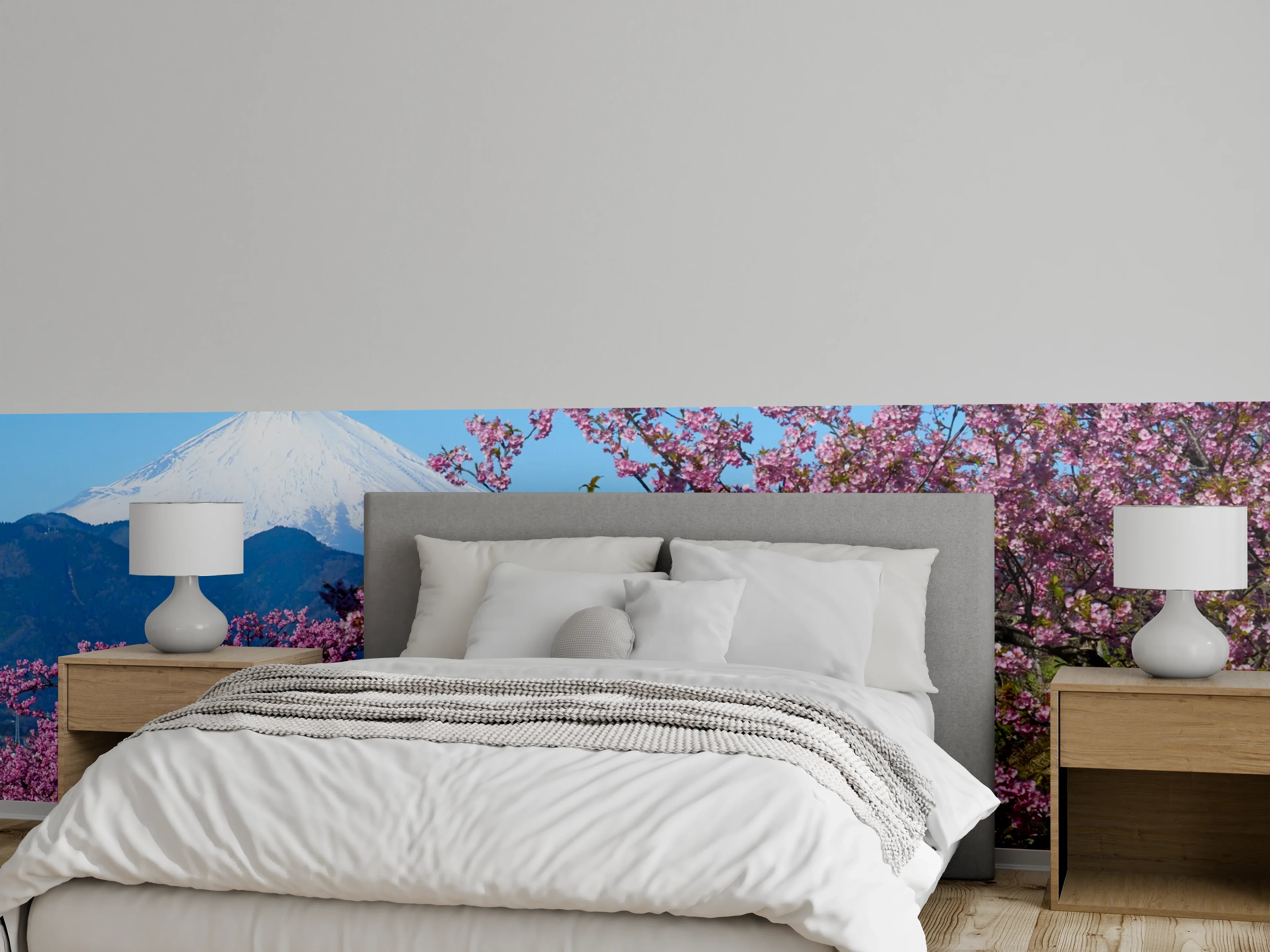 Wandverkleidung Schlafzimmer - Kirschblüte vor Fuji – Japan Panorama