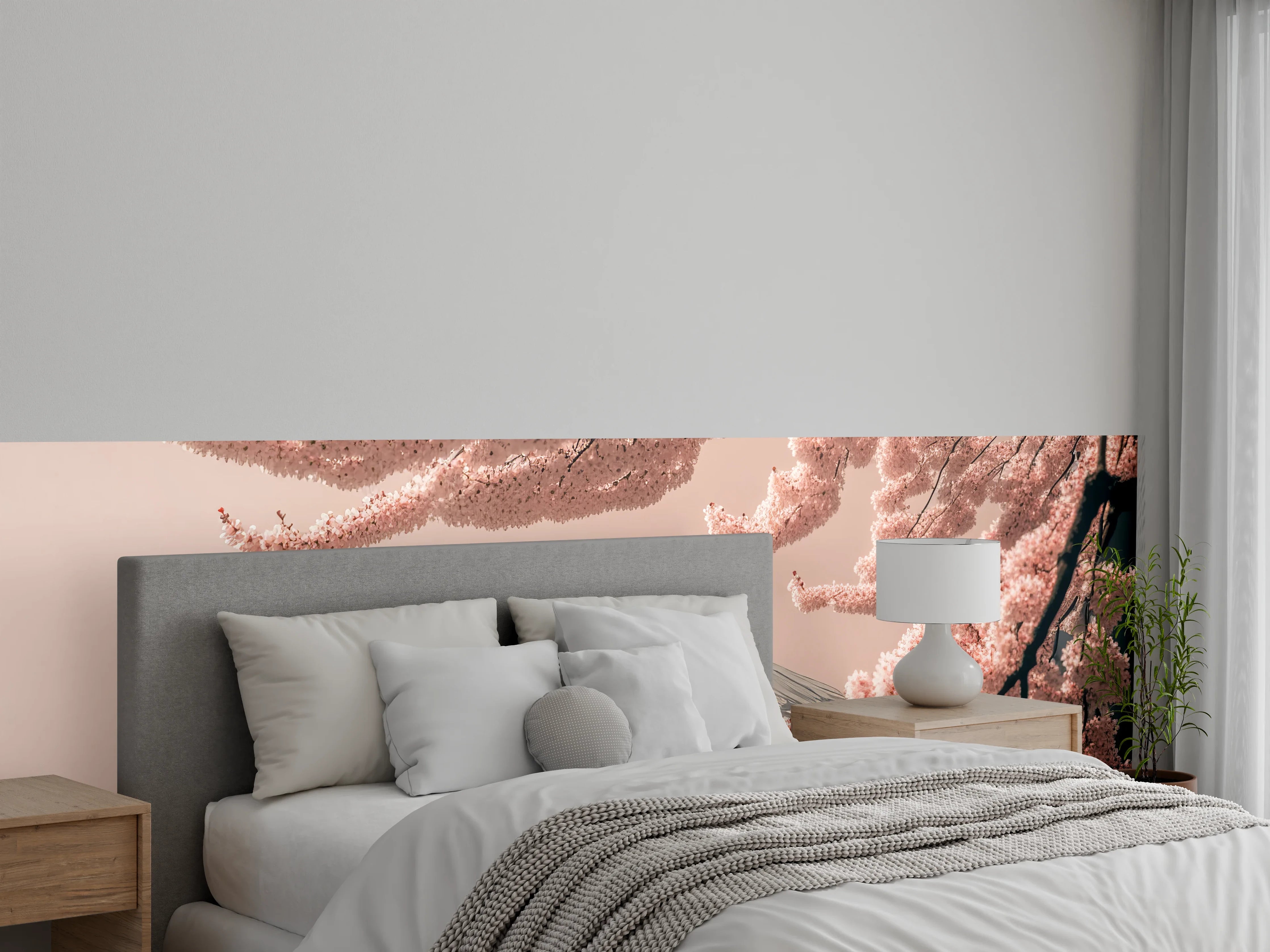 Wandverkleidung Schlafzimmer - Kirschblüte vor dem Fuji – Wandkunst