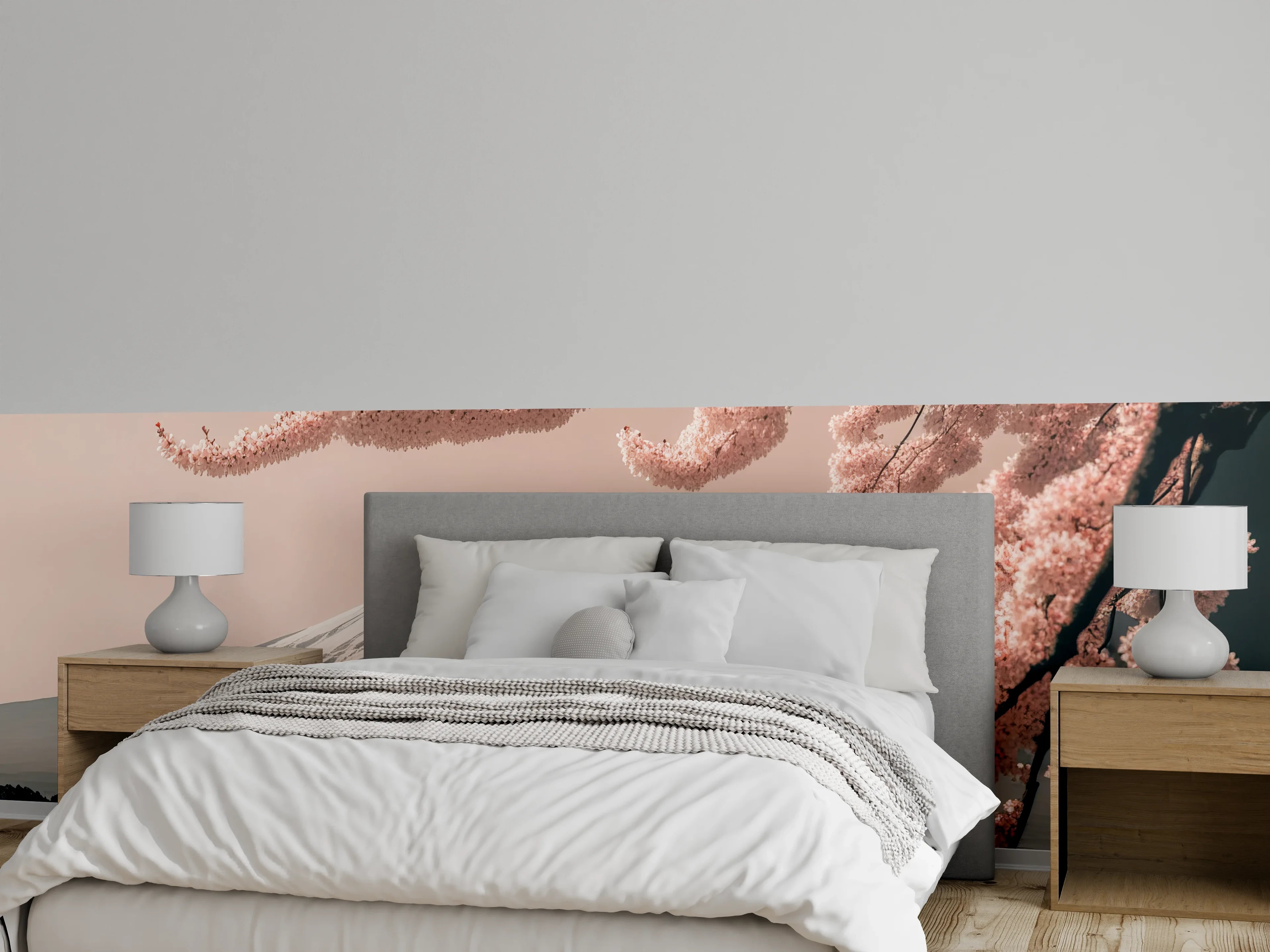Wandverkleidung Schlafzimmer - Kirschblüte vor dem Fuji – Wandkunst