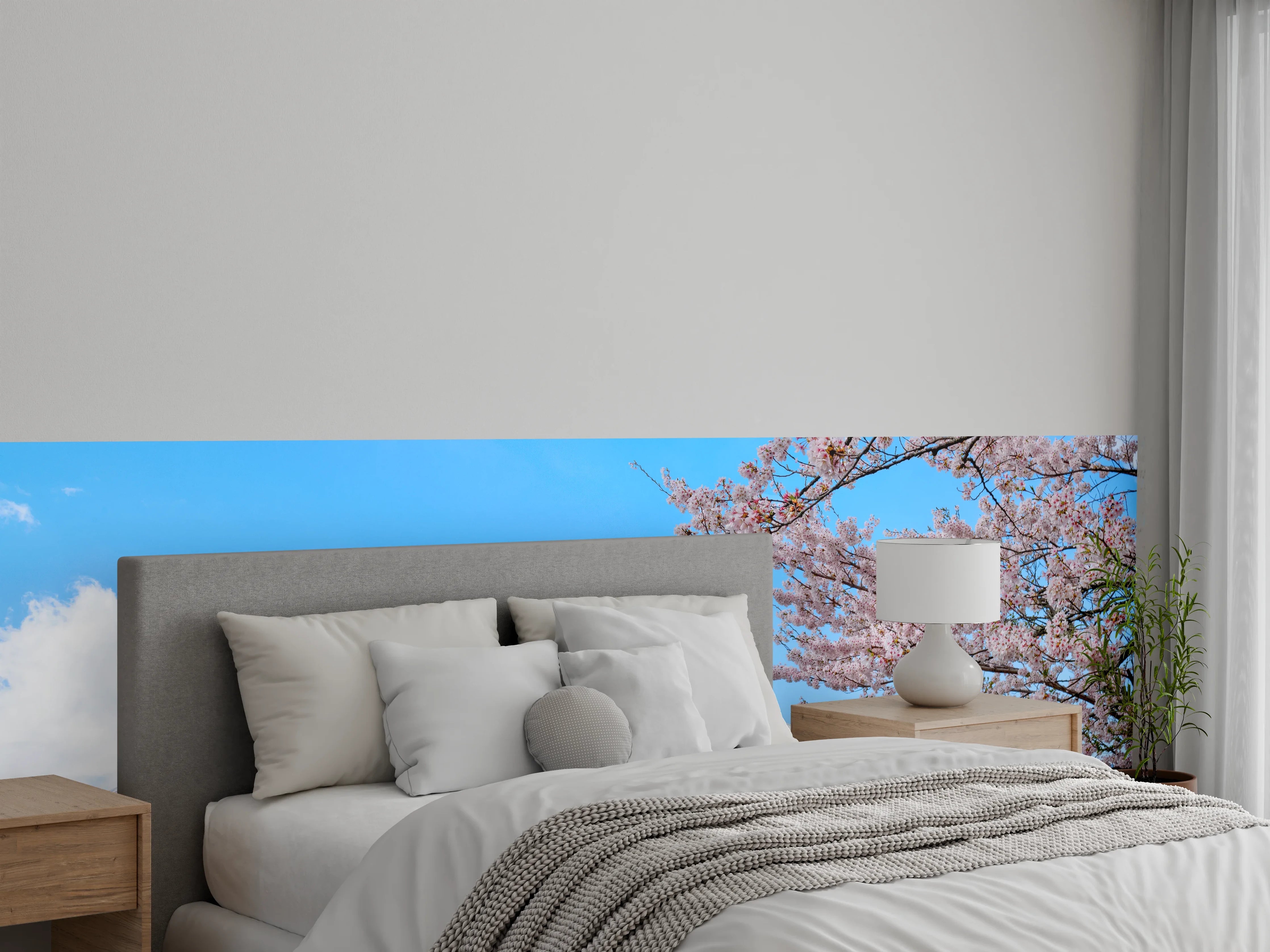 Wandverkleidung Schlafzimmer - Kirschblüten und Fuji in Japan